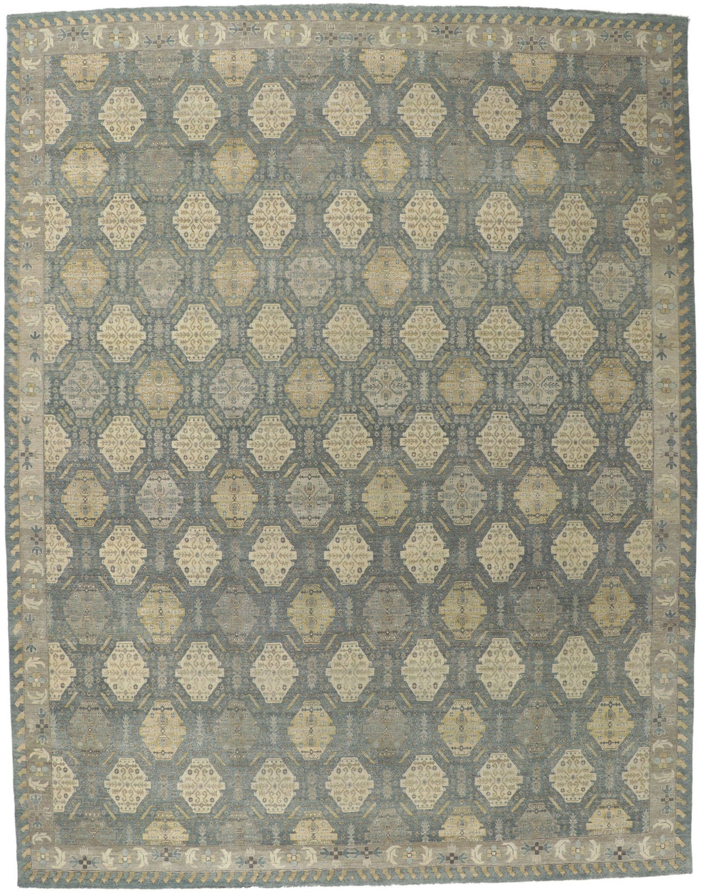 12 x 15 Vintage-Inspired Blue Oushak Rug 30622