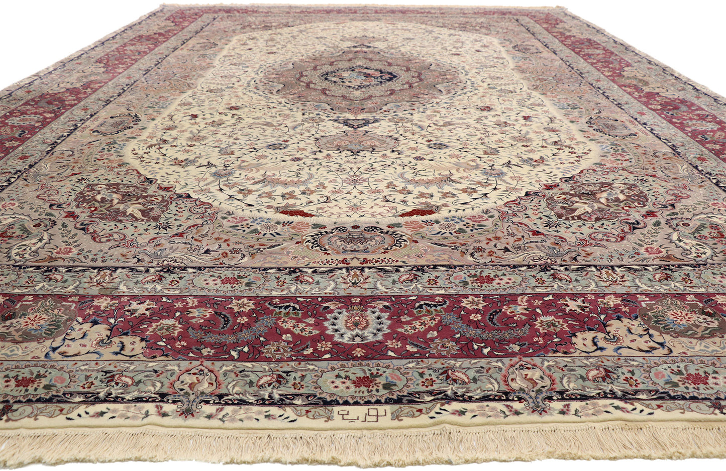 12 x 18 Antique Persian Tabriz Rug 77360