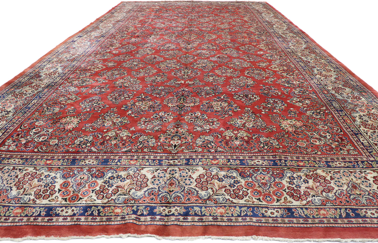 12 x 23 Antique Persian Sarouk Rug 74401