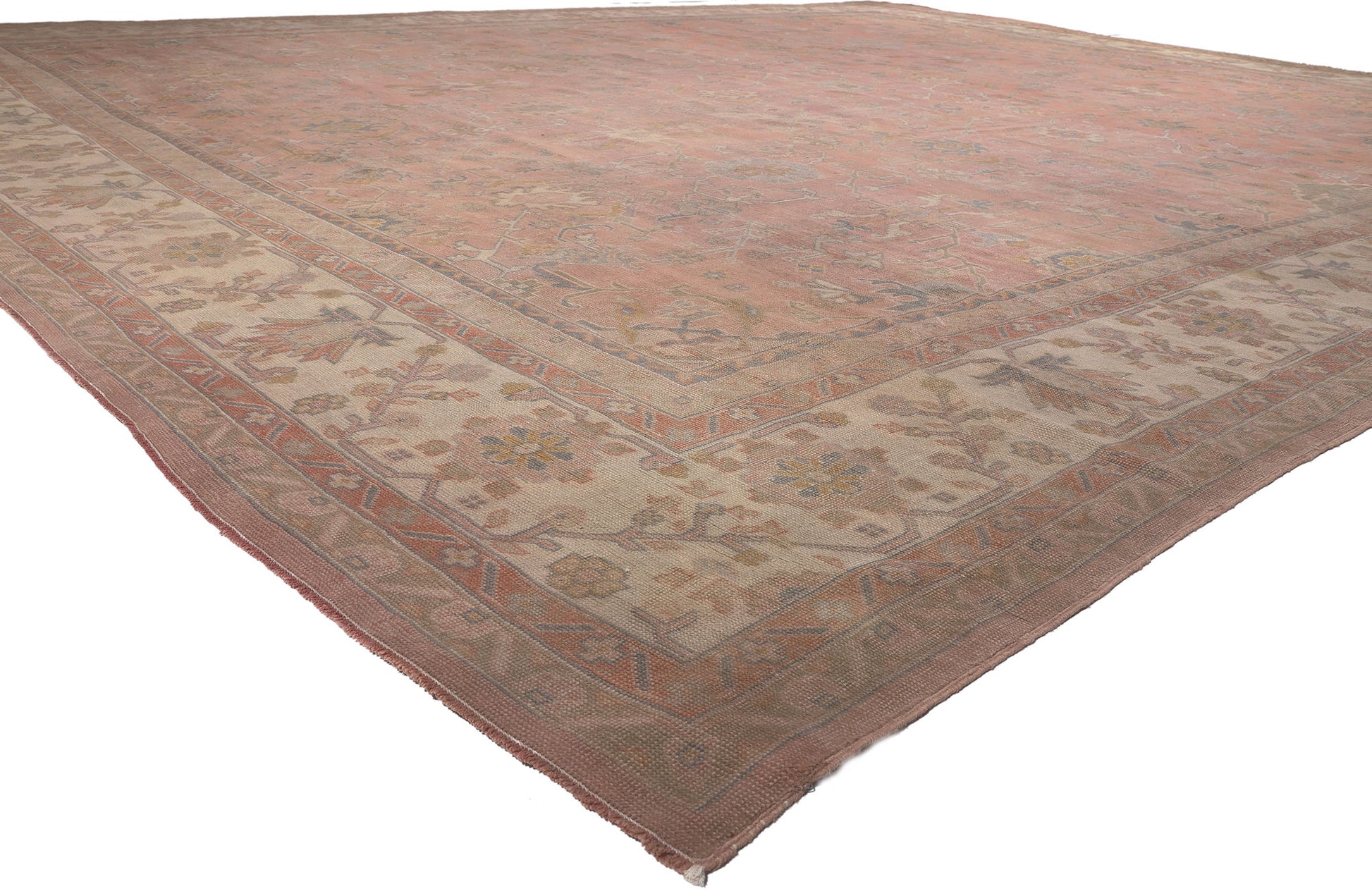 16 x 19 Antique Turkish Pink Oushak Rug 77746