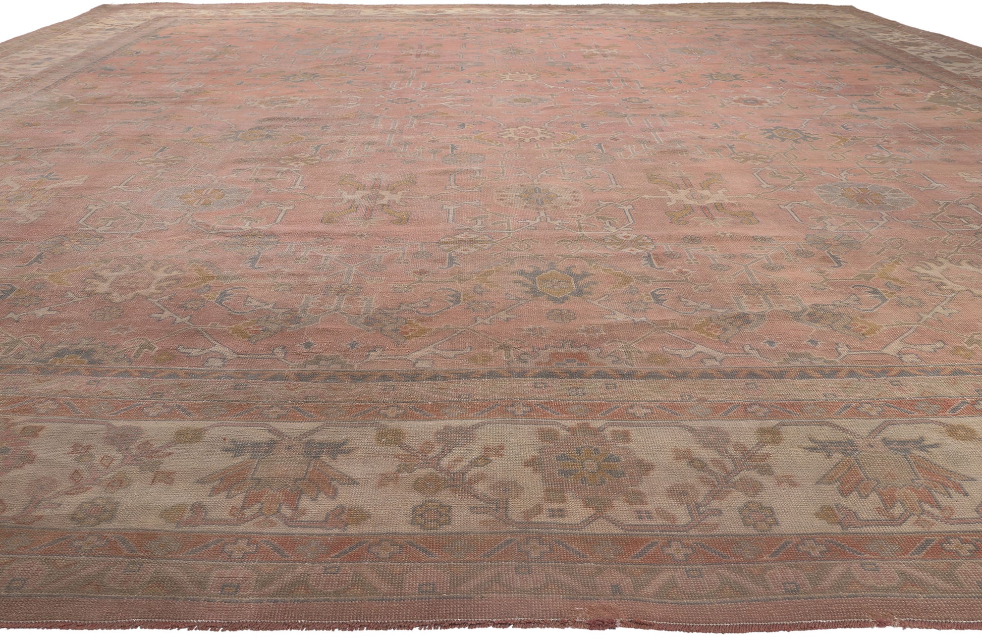 16 x 19 Antique Turkish Pink Oushak Rug 77746