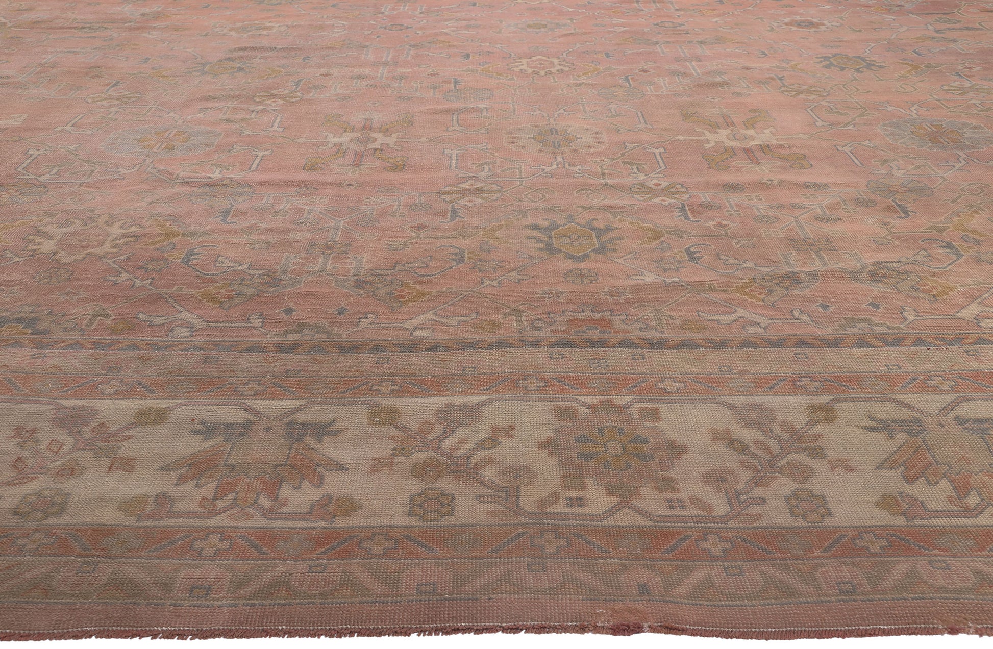 16 x 19 Antique Turkish Pink Oushak Rug 77746