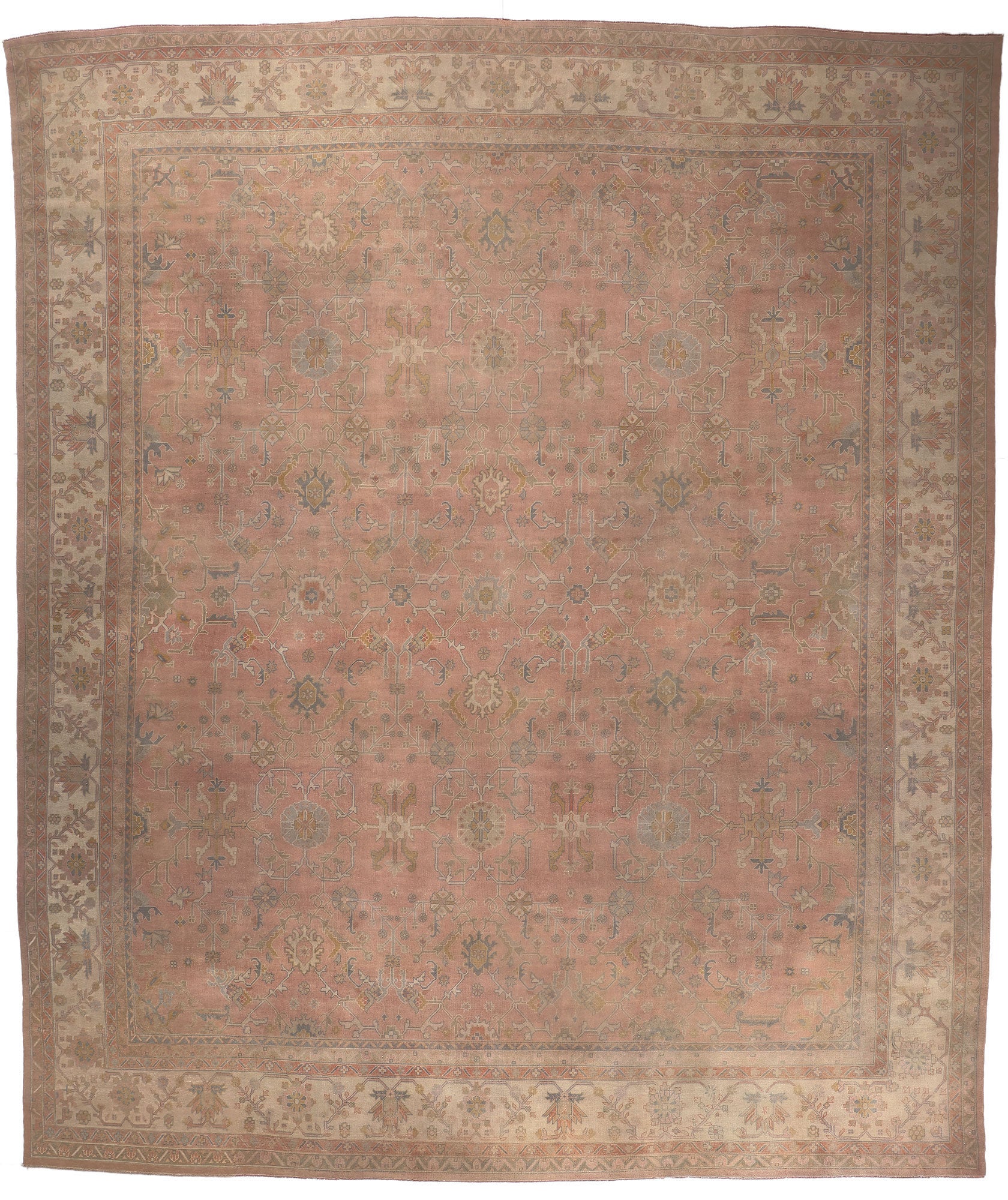 16 x 19 Antique Turkish Pink Oushak Rug 77746