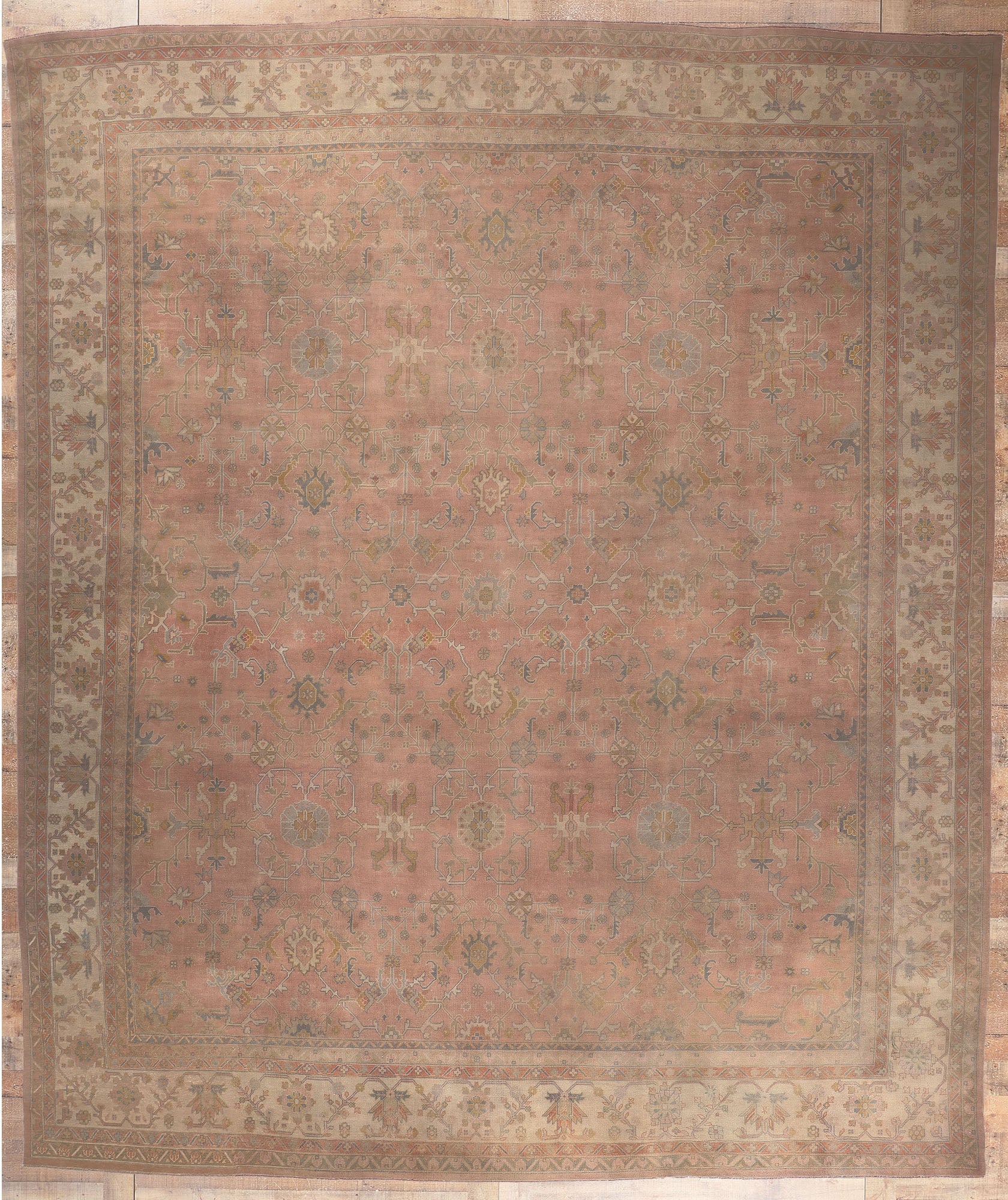 16 x 19 Antique Turkish Pink Oushak Rug 77746