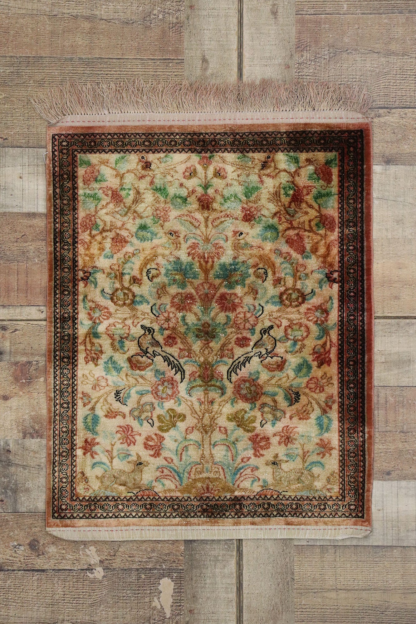 2 x 3 Vintage Persian Silk Qum Rug 21677