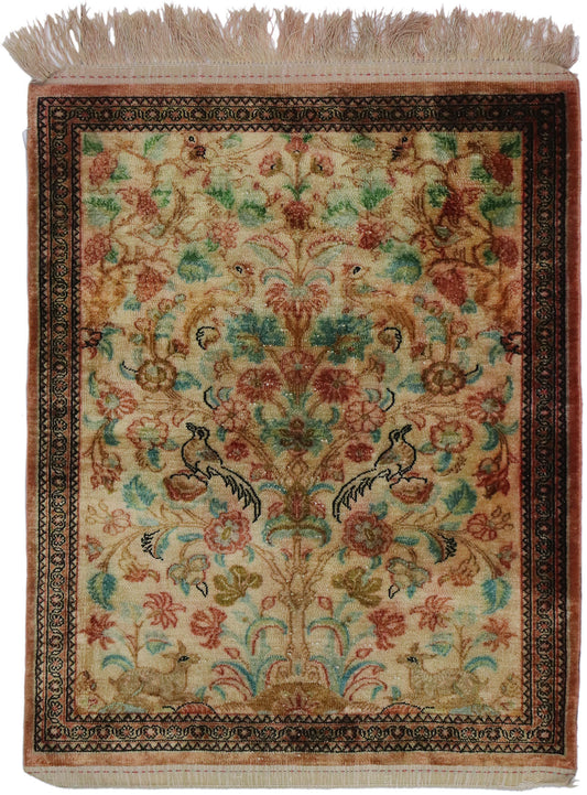 2 x 3 Vintage Persian Silk Qum Rug 21677