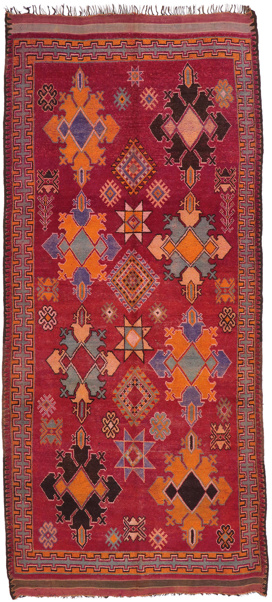 7 x 15 Vintage Red Boujad Moroccan Rug 20190