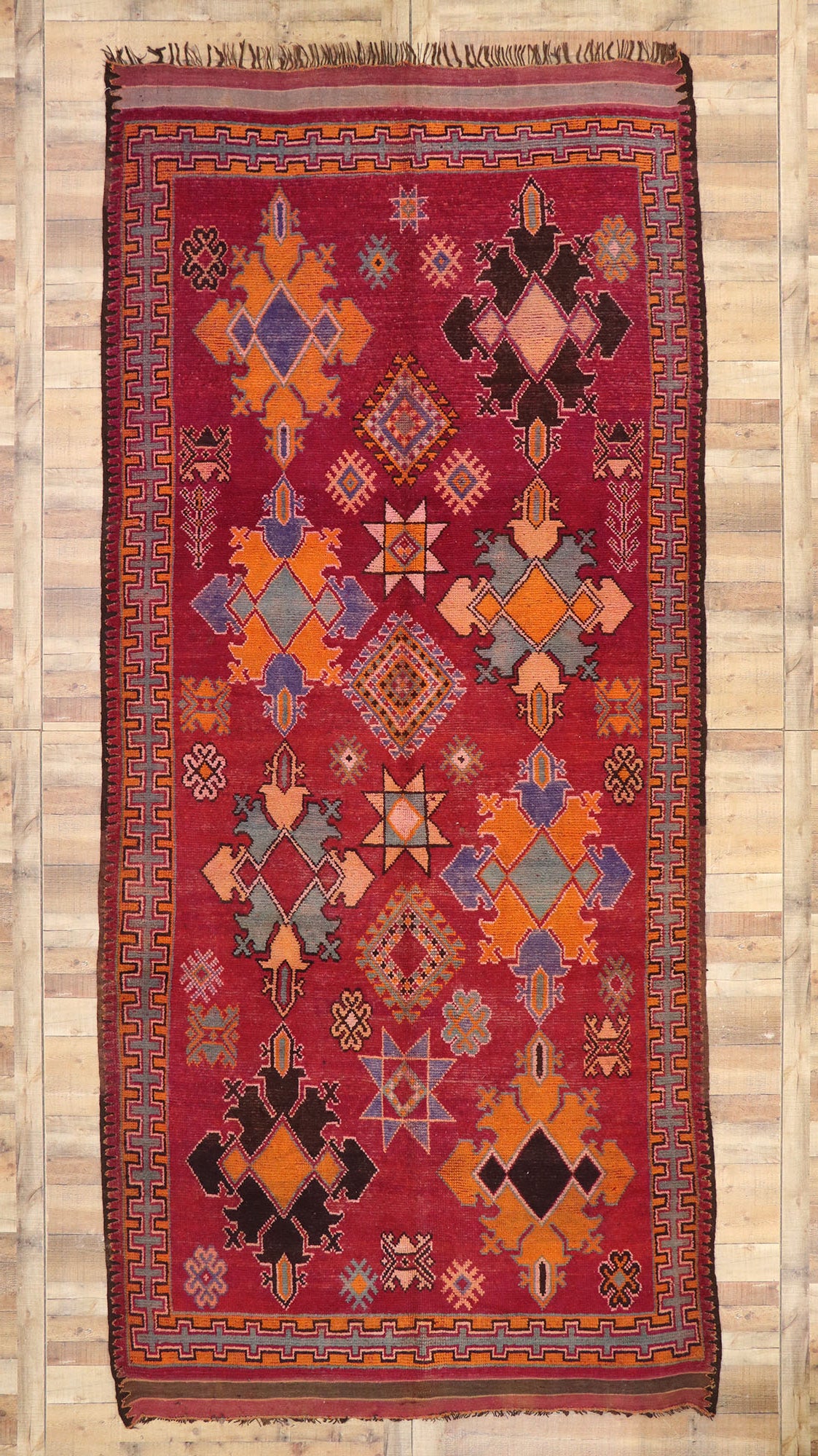 7 x 15 Vintage Red Boujad Moroccan Rug 20190