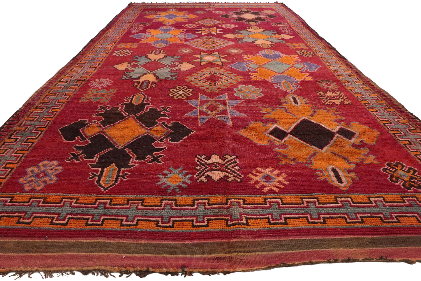 7 x 15 Vintage Red Boujad Moroccan Rug 20190