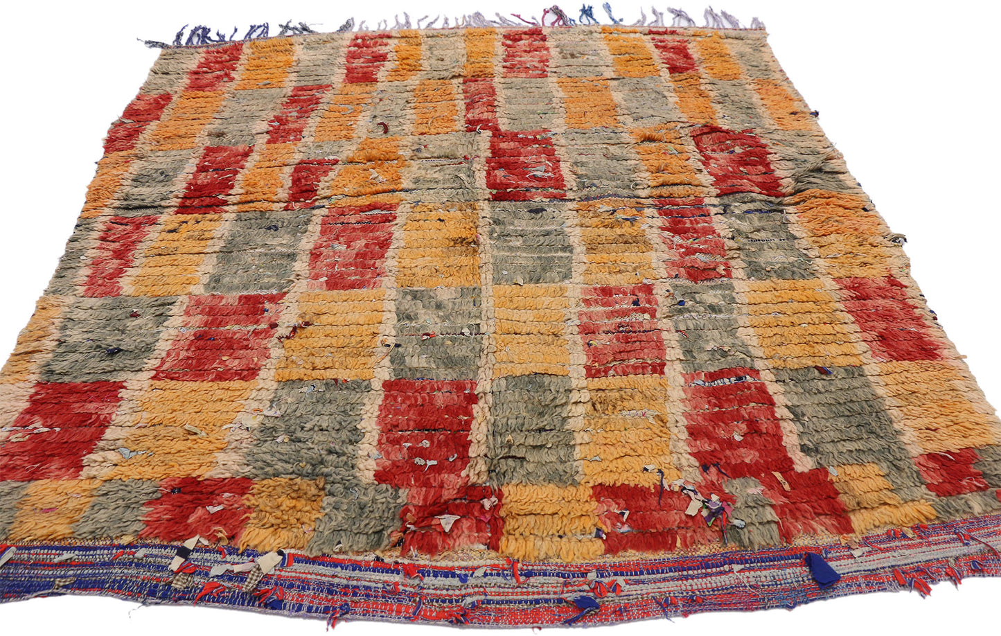 5 x 5 Vintage Checkered Moroccan Rag Rug 20884