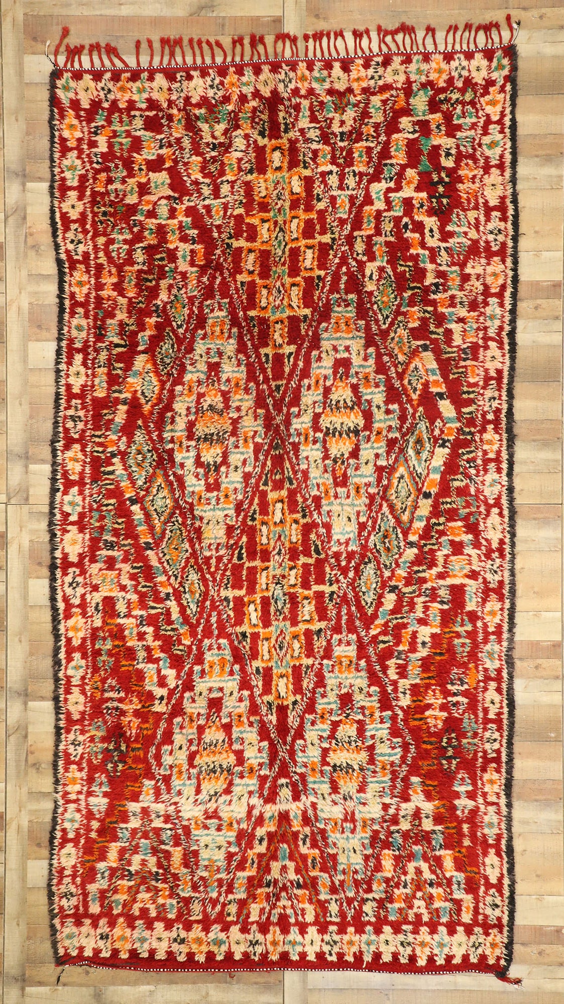7 x 13 Vintage Red Beni MGuild Moroccan Rug 20941