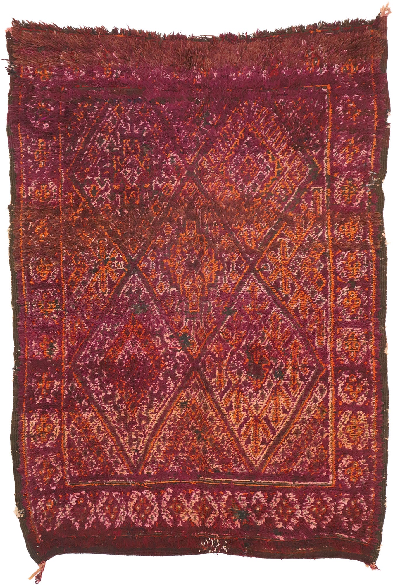 6 x 8 Vintage Burgundy Beni MGuild Moroccan Rug 20966