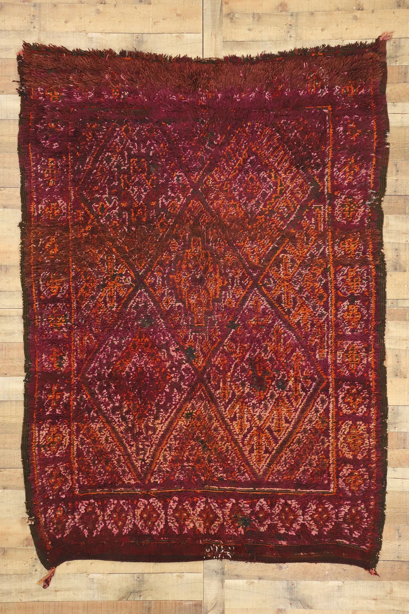 6 x 8 Vintage Burgundy Beni MGuild Moroccan Rug 20966