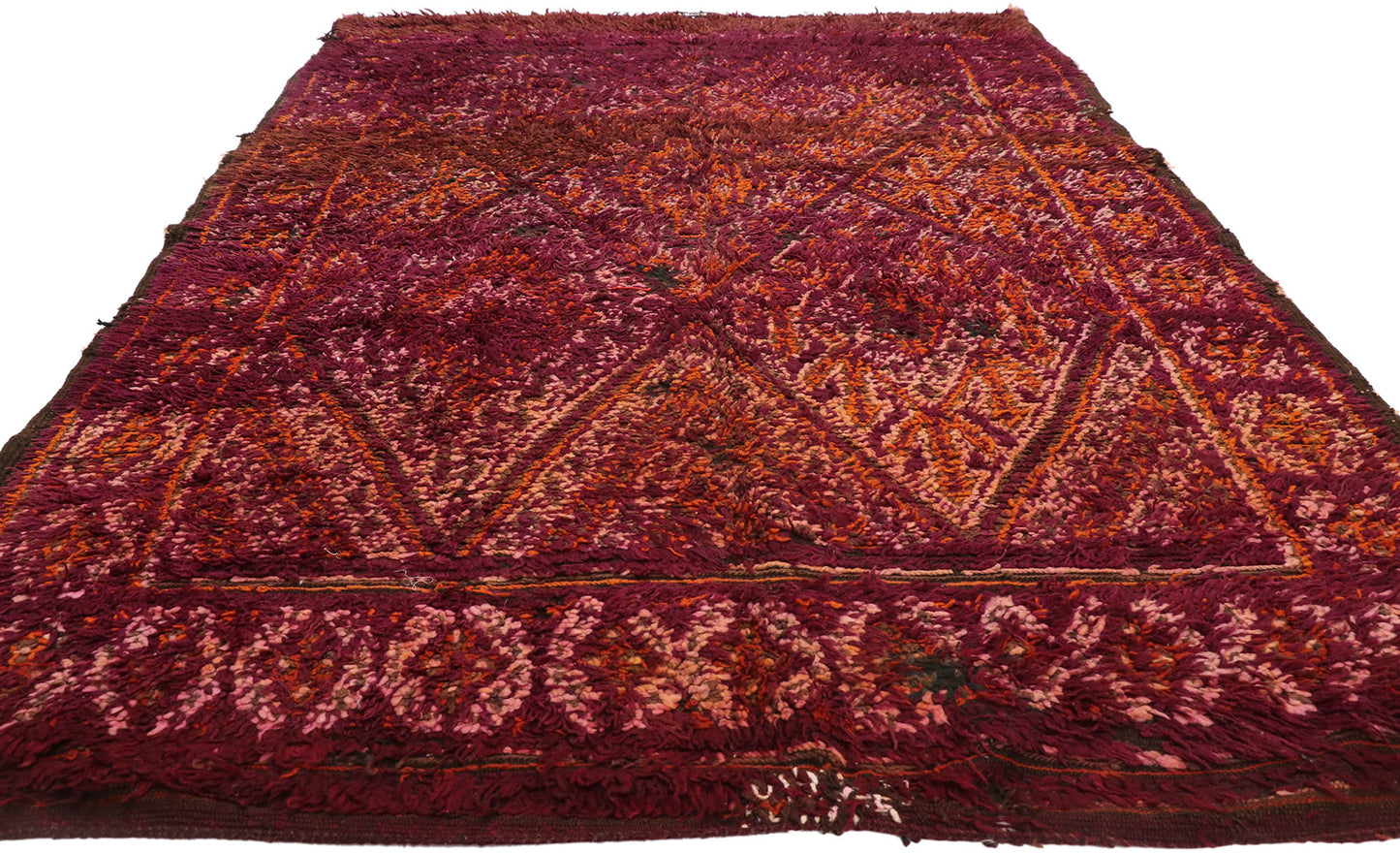 6 x 8 Vintage Burgundy Beni MGuild Moroccan Rug 20966