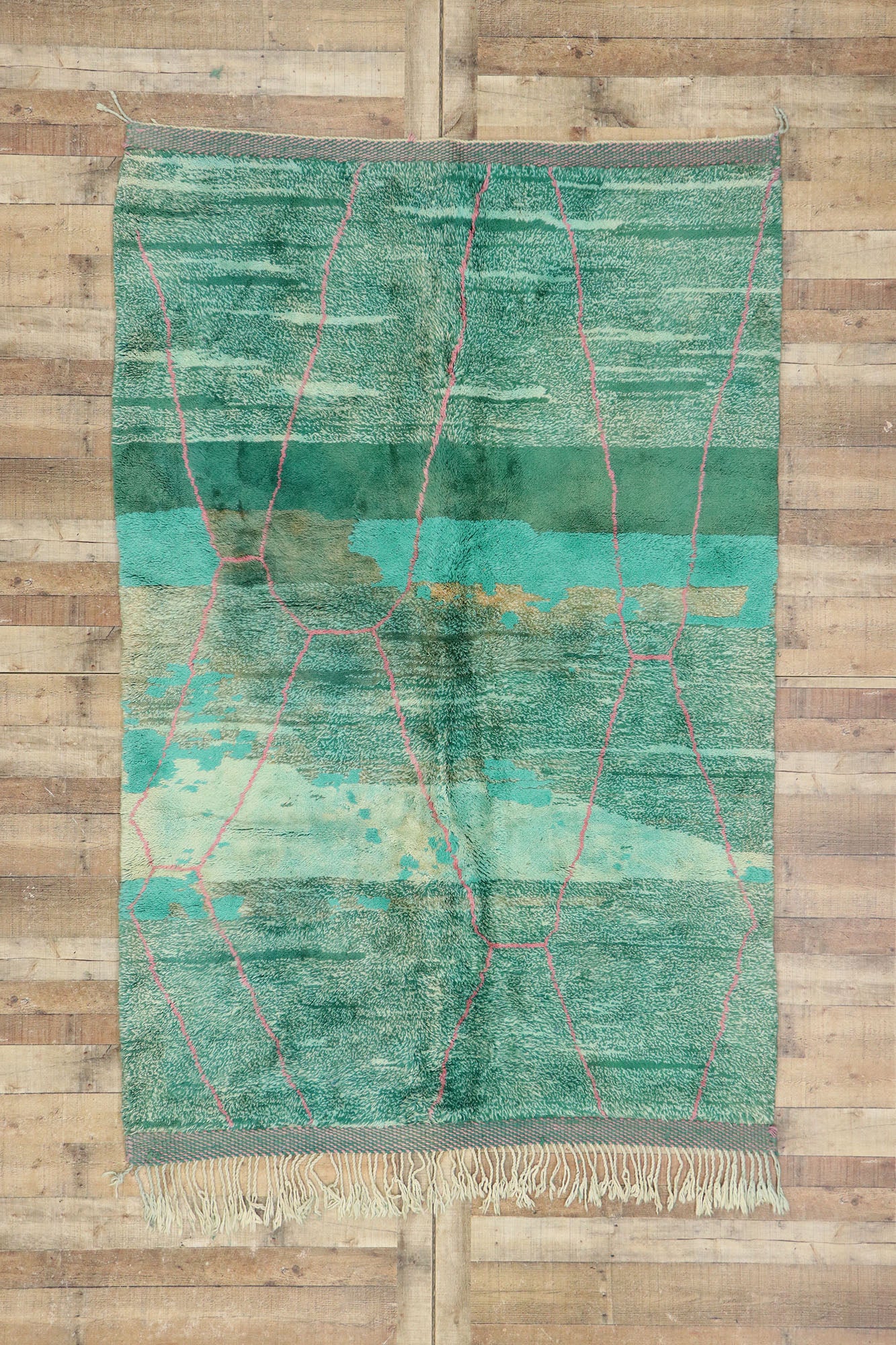 6 x 8 Green Beni Mrirt Moroccan Rug 21096
