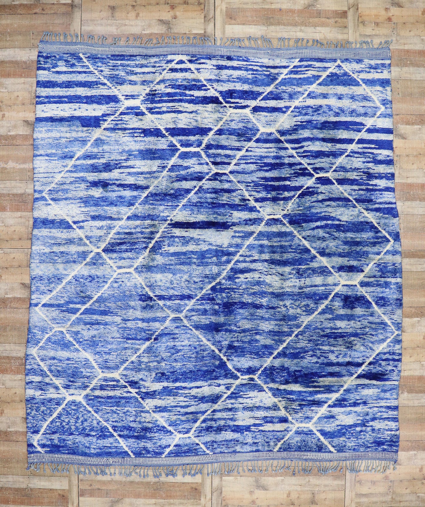 11 x 12 Modern Blue Beni Mrirt Moroccan Rug 21151