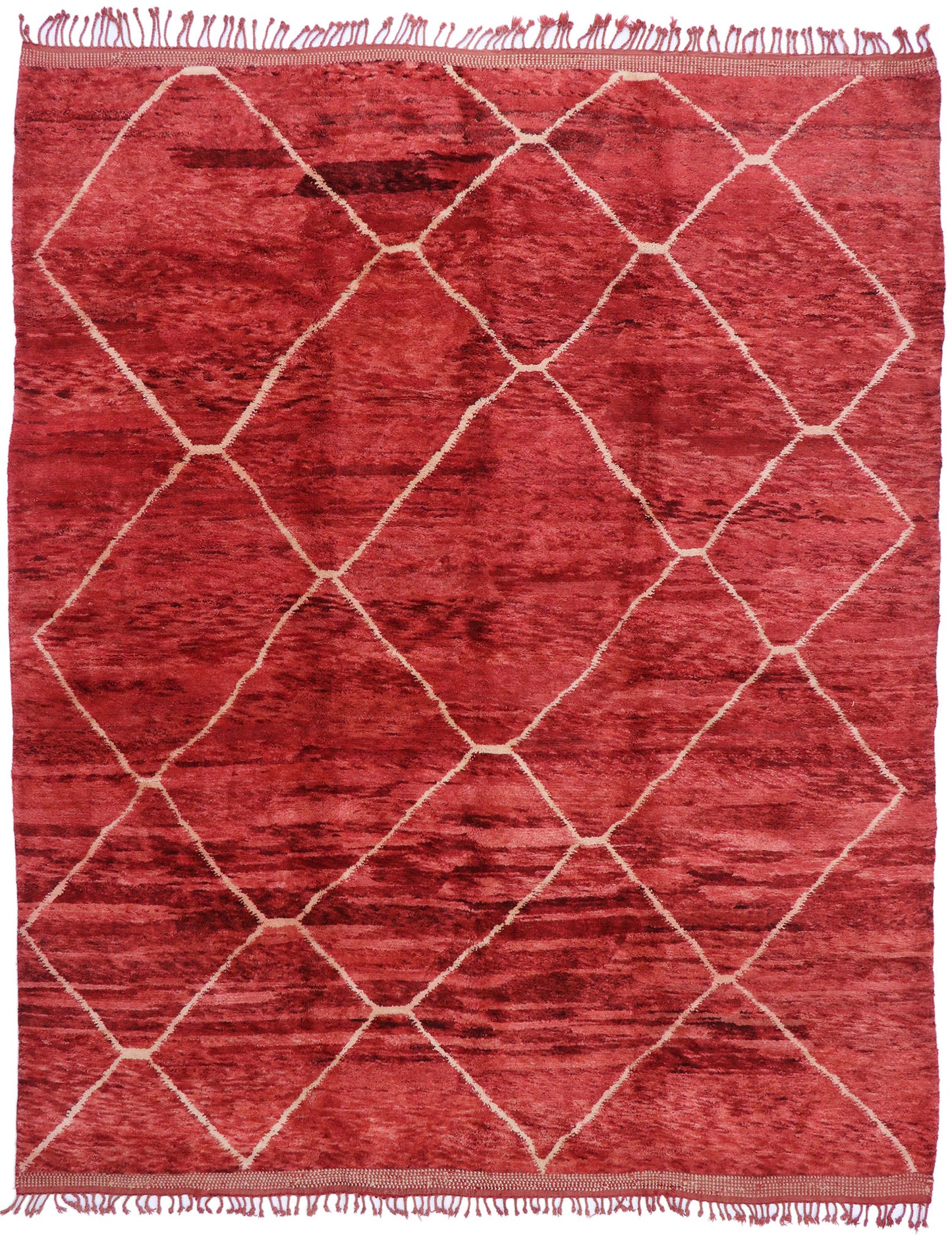 11 x 13 Modern Red Beni Mrirt Moroccan Rug 21156