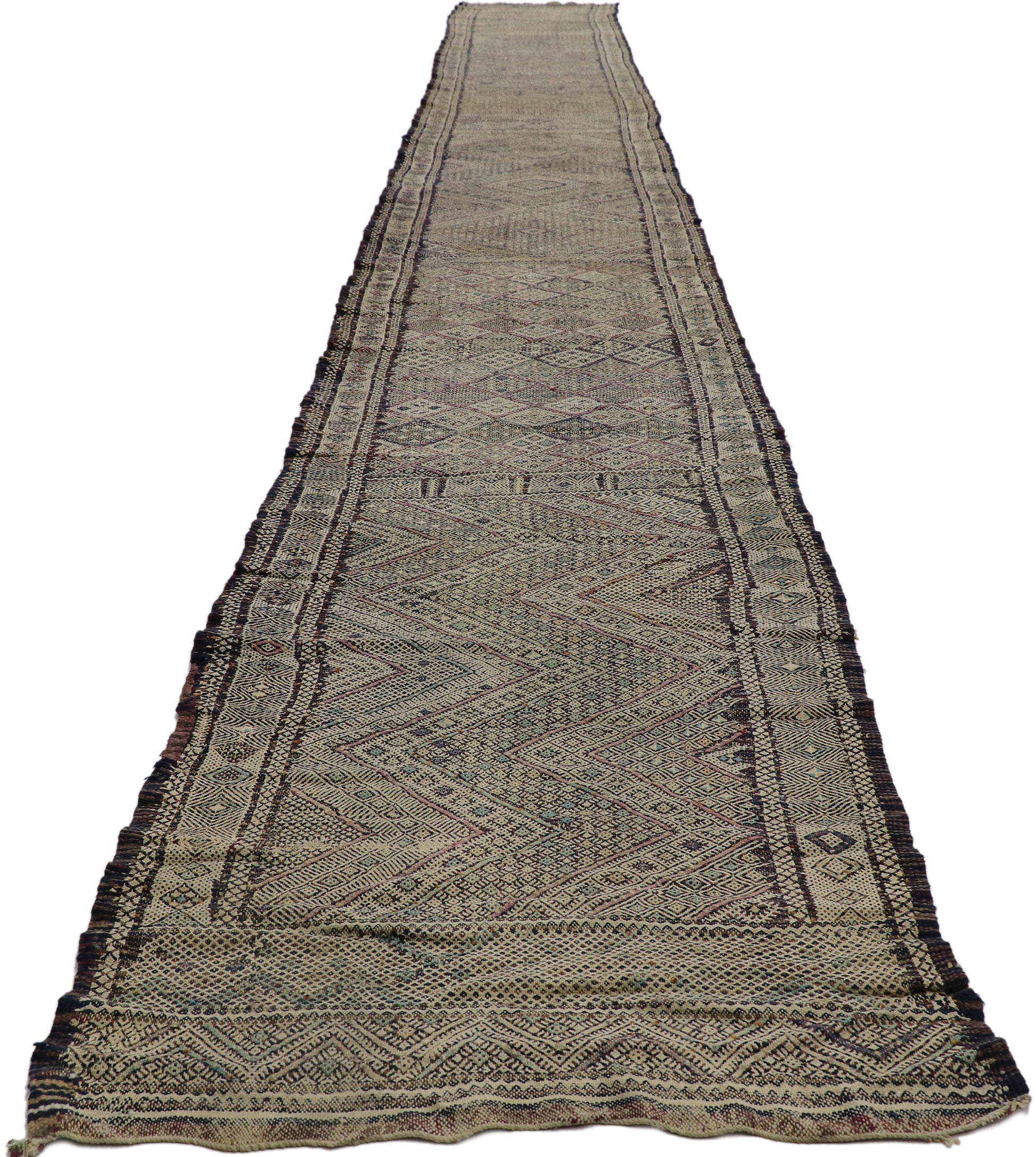 3 x 26 Vintage Zemmour Moroccan Kilim Runner 21189