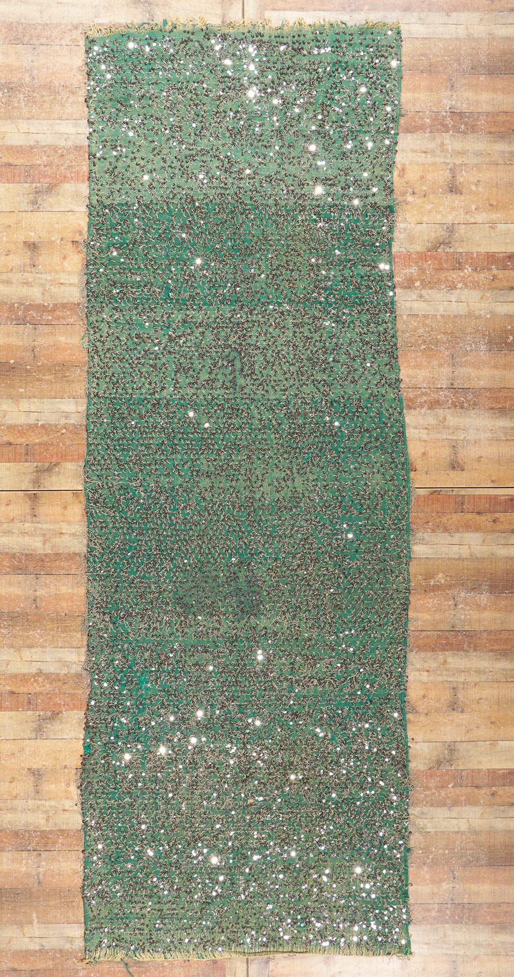 5 x 13 Vintage Moroccan Sequined Kilim Rug 21190