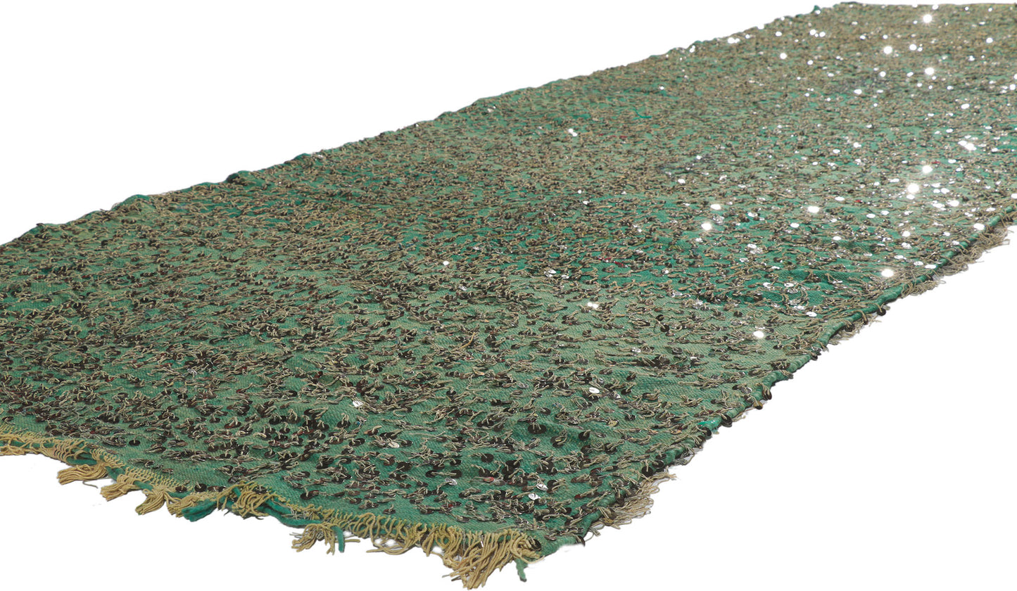 5 x 13 Vintage Moroccan Sequined Kilim Rug 21190