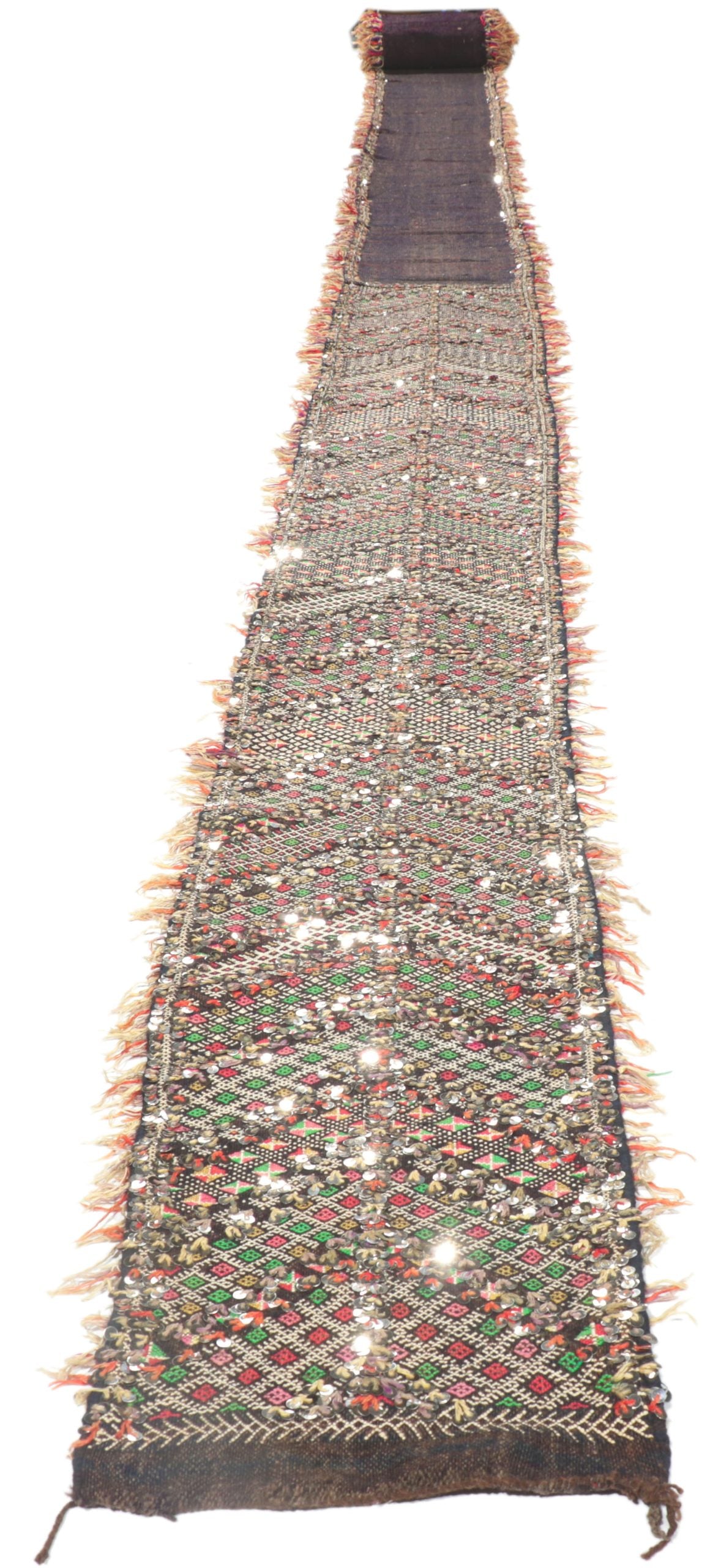2 x 36 Vintage Moroccan Sequined Kilim Runner 21193