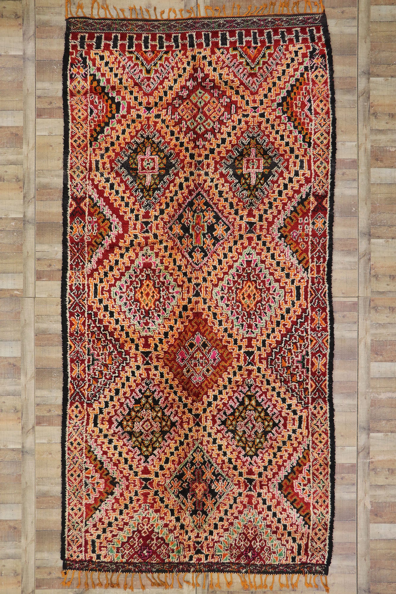 7 x 13 Vintage Red Moroccan Rug 21226
