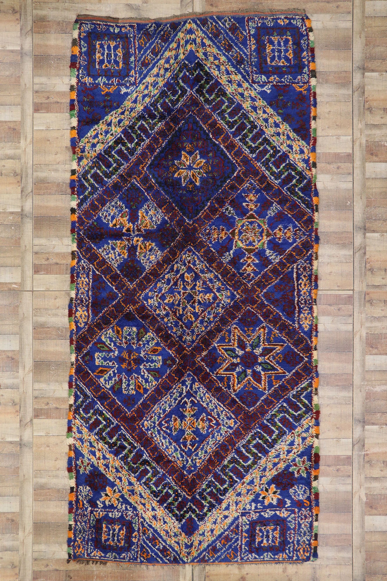 6 x 14 Vintage Blue Moroccan Rug 21331