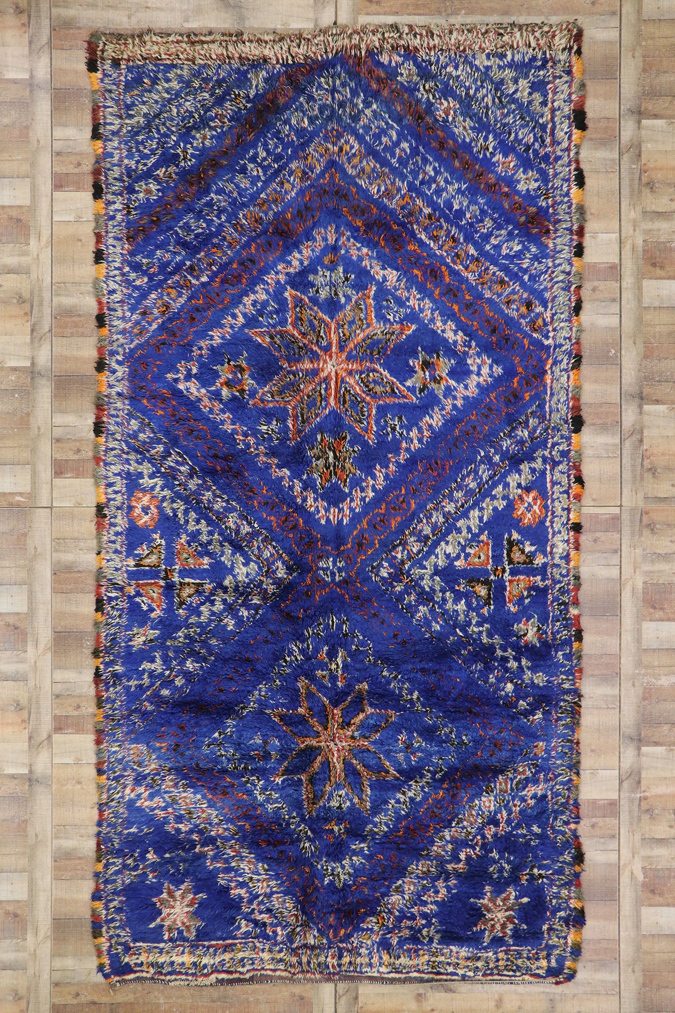 7 x 13 Vintage Blue Beni MGuild Moroccan Rug 21337