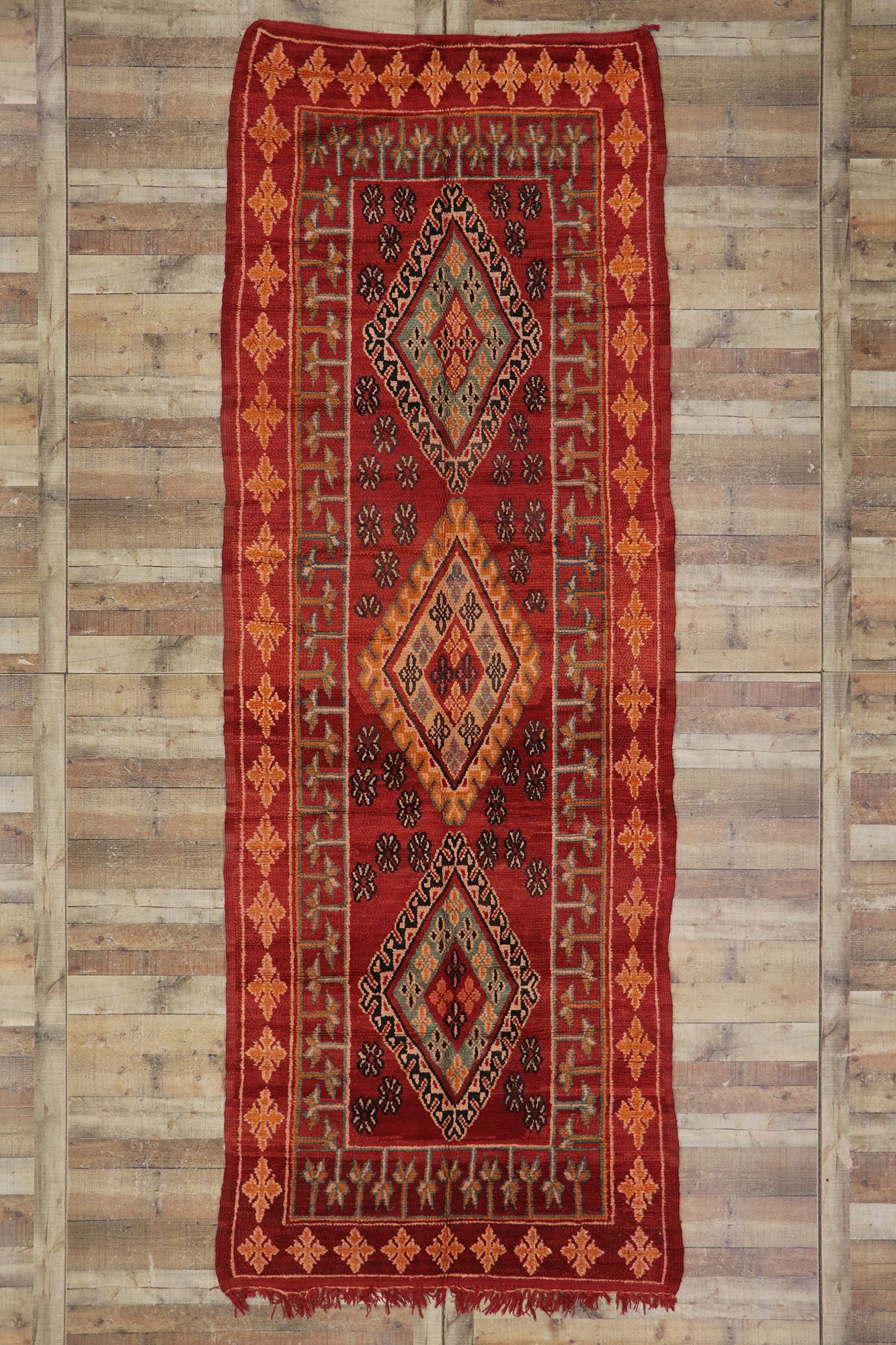 5 x 13 Vintage Red Boujad Moroccan Rug 21486