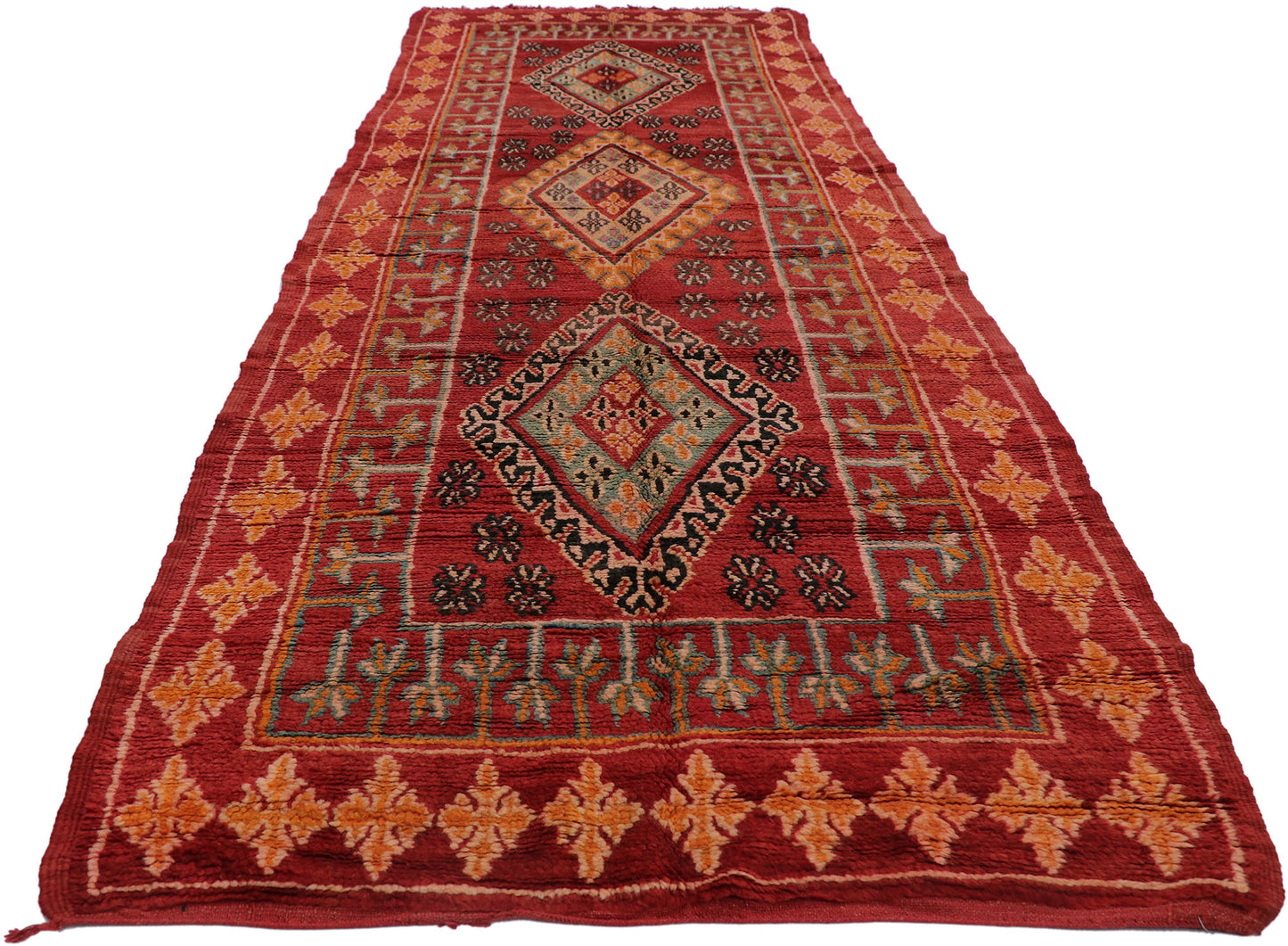5 x 13 Vintage Red Boujad Moroccan Rug 21486