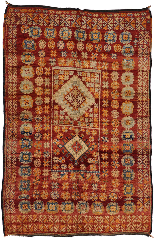 6 x 10 Vintage Red Boujad Moroccan Rug 21489