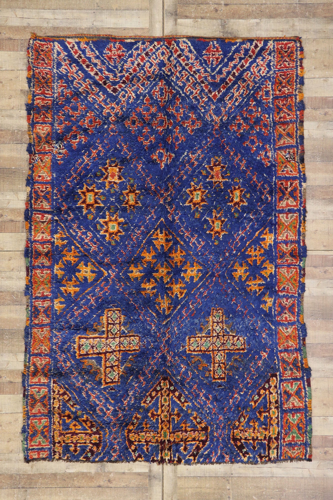 6 x 10 Vintage Blue Beni MGuild Moroccan Rug 21501