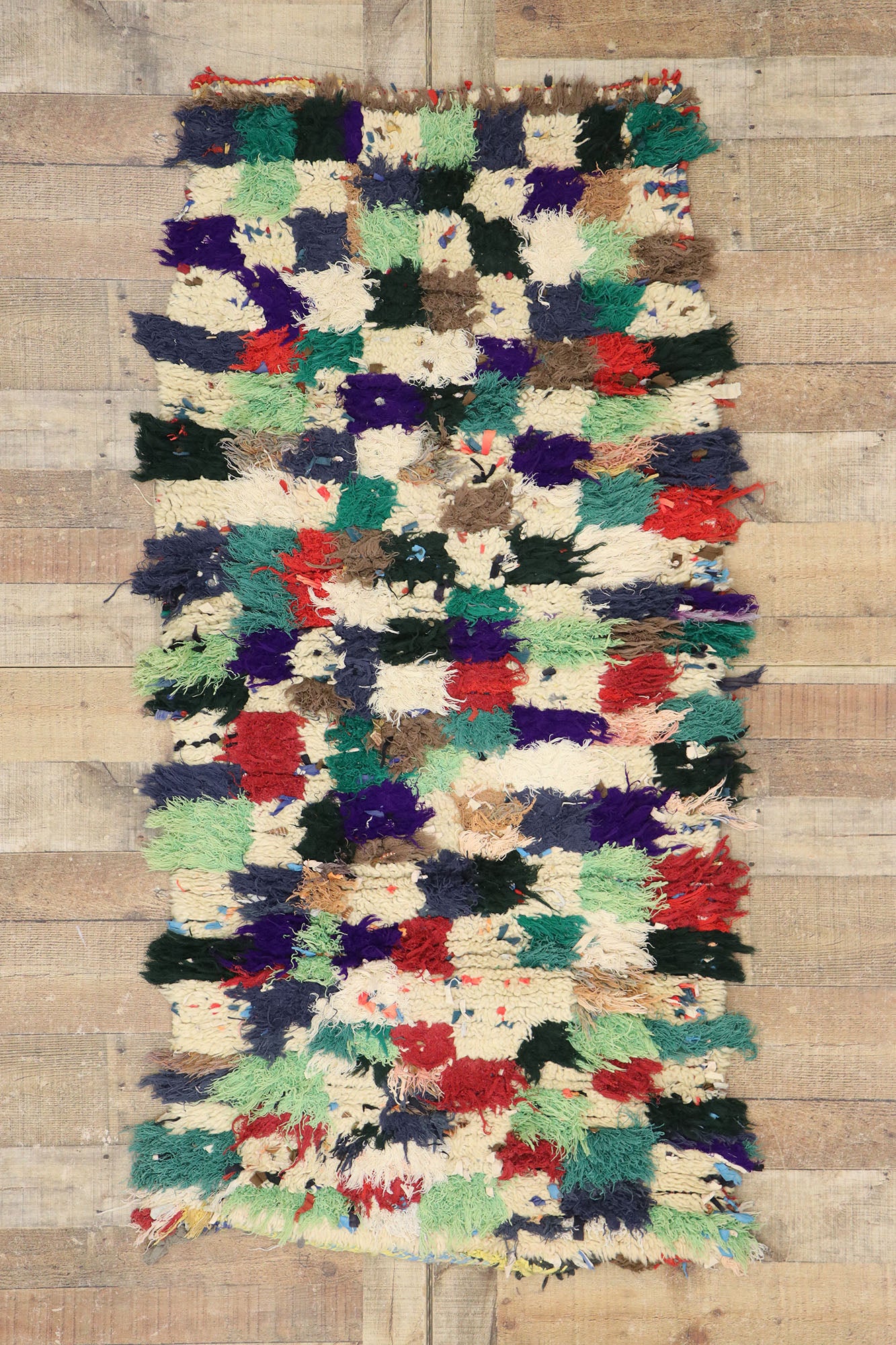 3 x 6 Vintage Moroccan Boucherouite Rug 21537