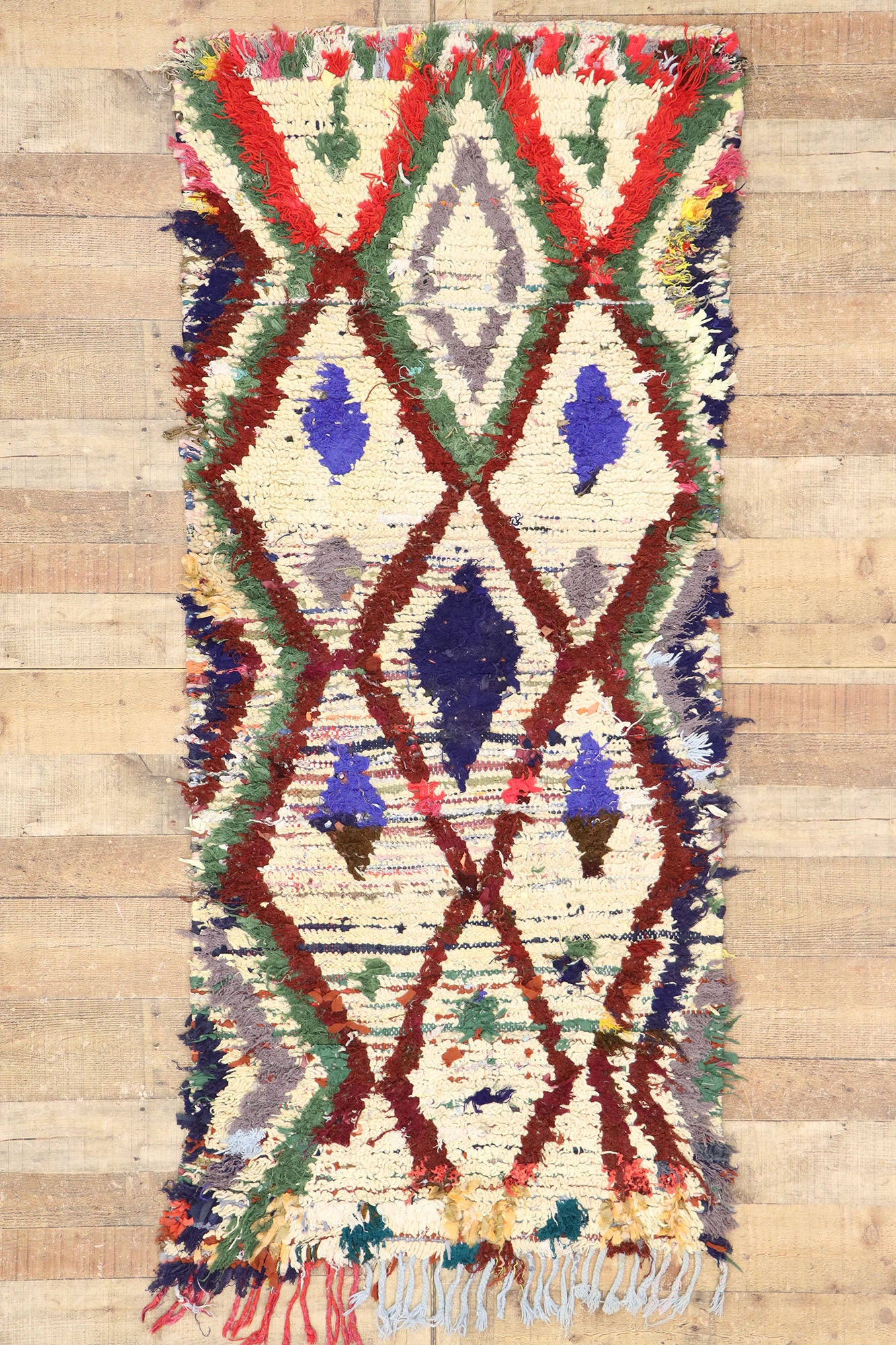 3 x 6 Vintage Moroccan Boucherouite Rag Rug 21591