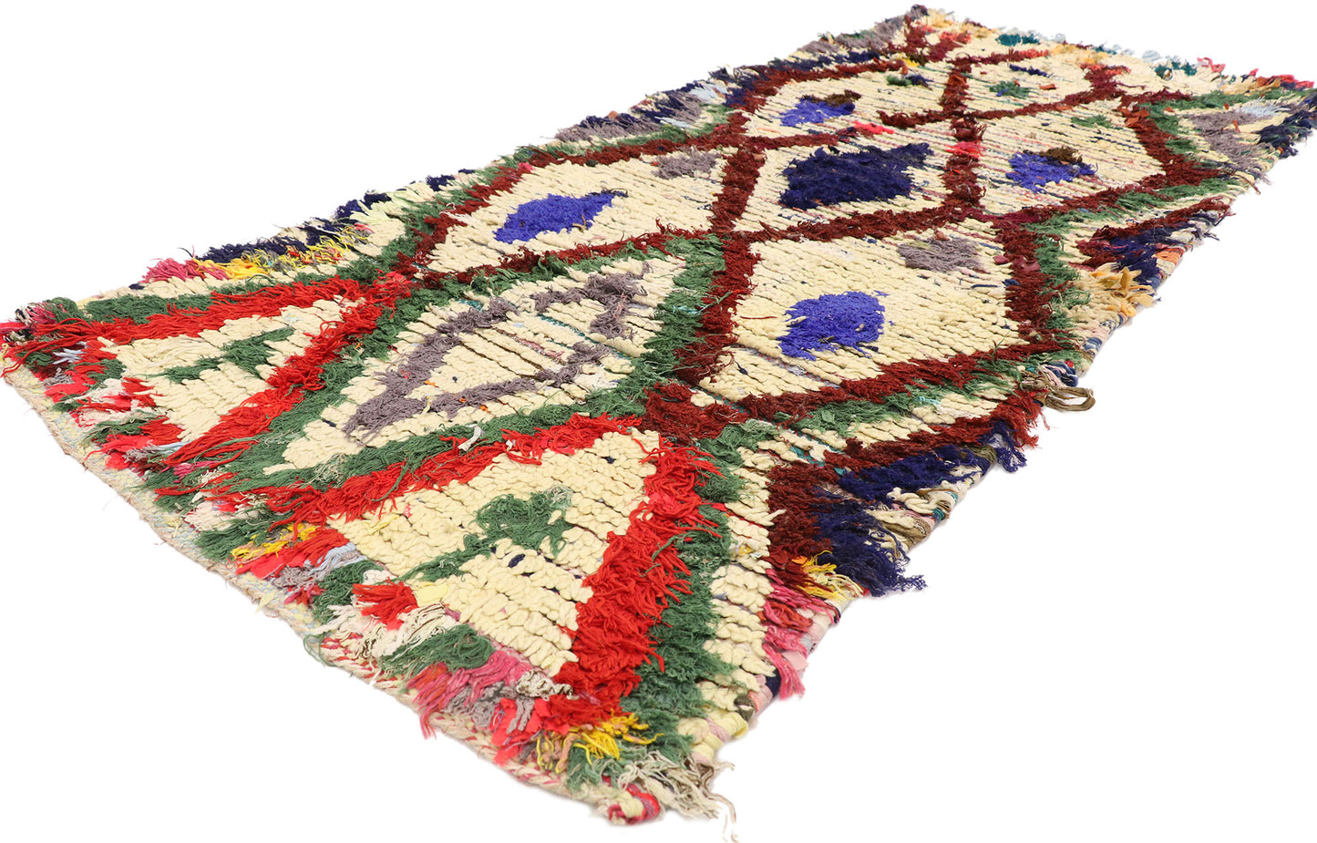 3 x 6 Vintage Moroccan Boucherouite Rag Rug 21591