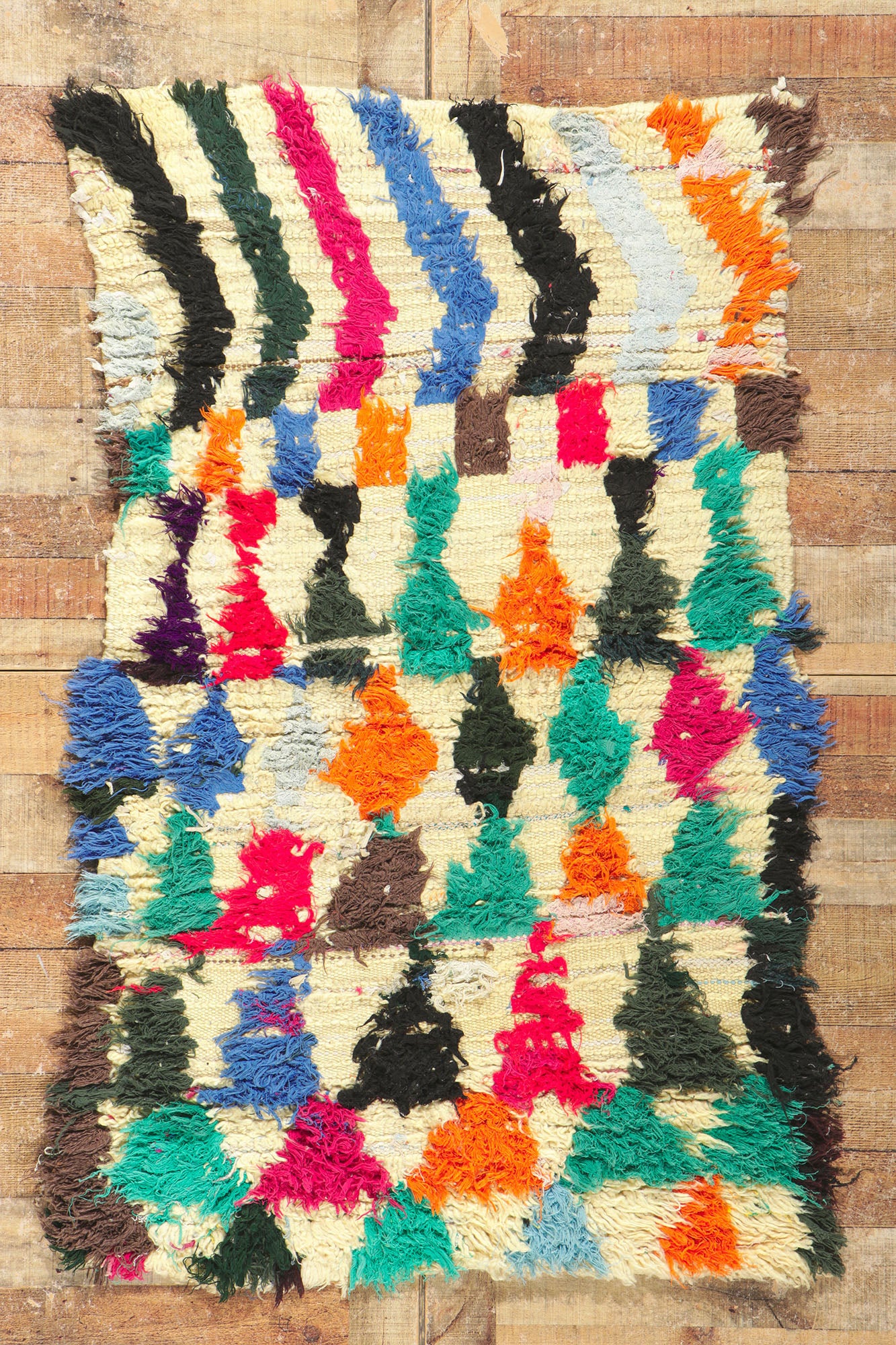3 x 5 Vintage Moroccan Boucherouite Rug 21601