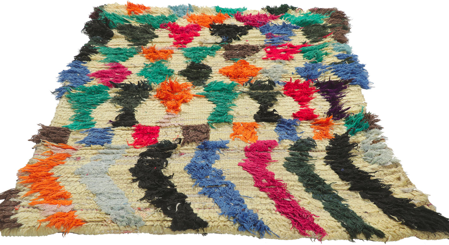 3 x 5 Vintage Moroccan Boucherouite Rug 21601