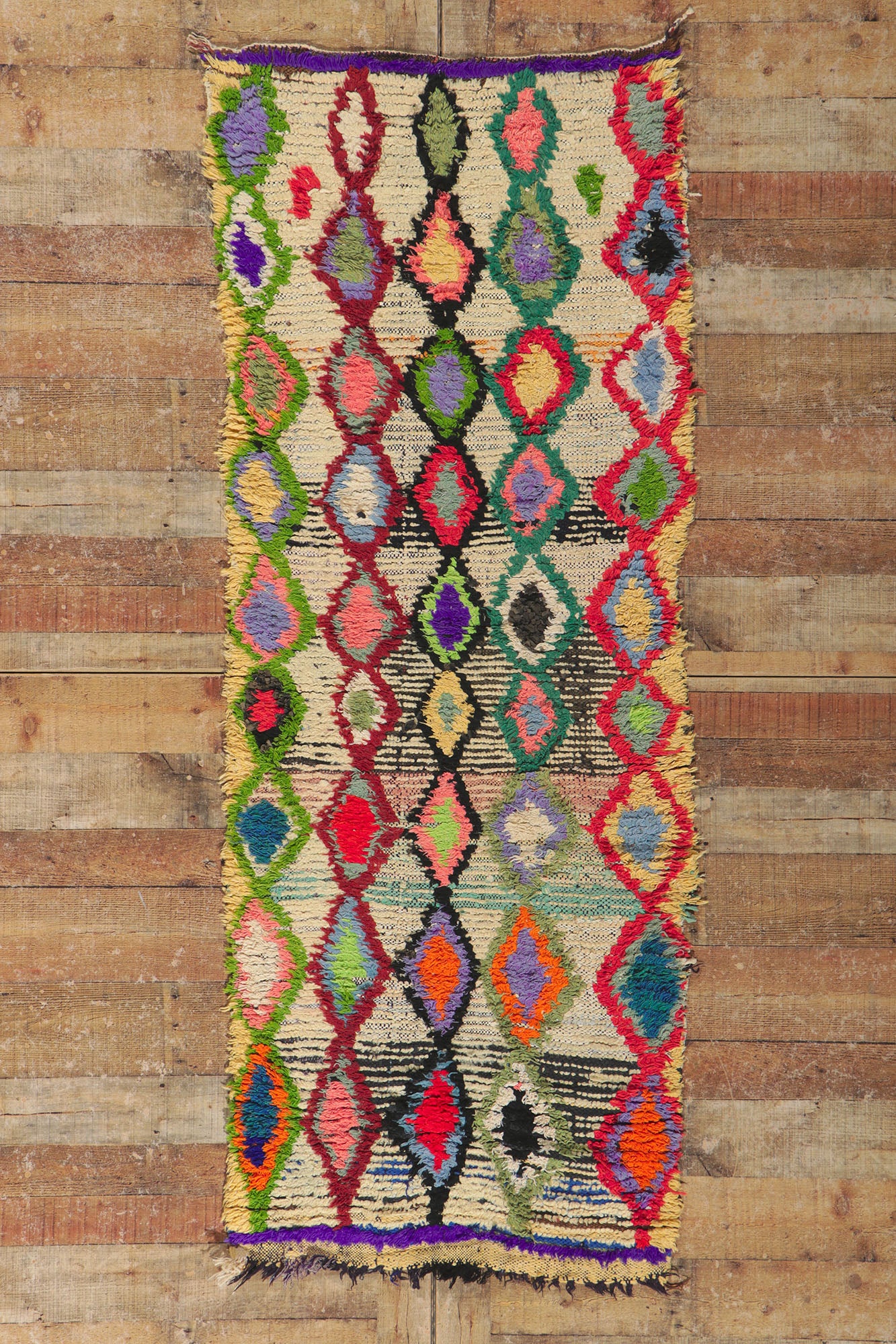 3 x 7 Vintage Moroccan Boucherouite Rag Rug 21631