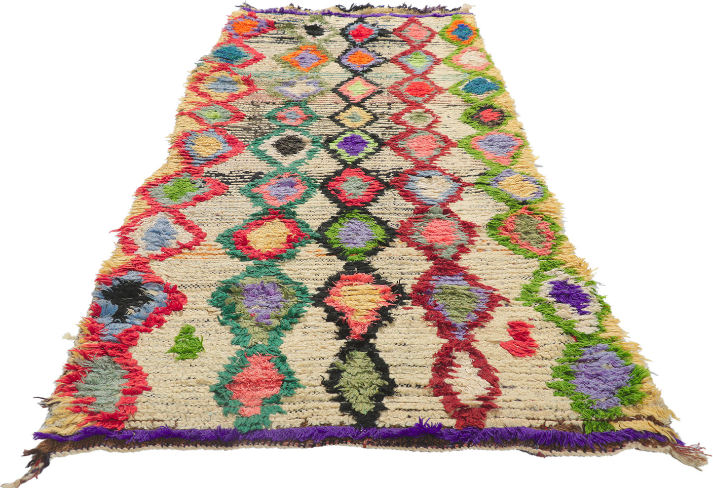 3 x 7 Vintage Moroccan Boucherouite Rag Rug 21631