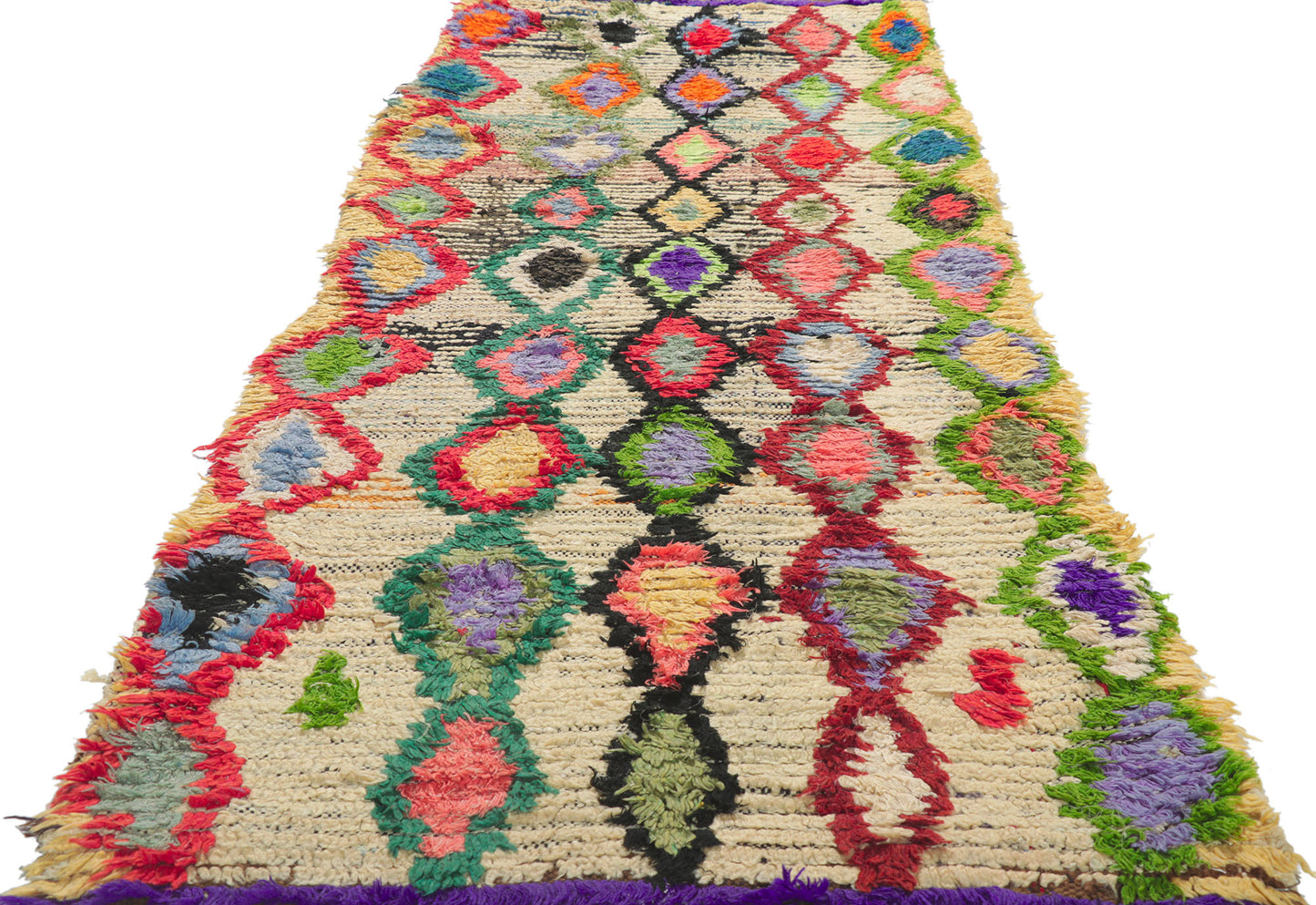 3 x 7 Vintage Moroccan Boucherouite Rag Rug 21631