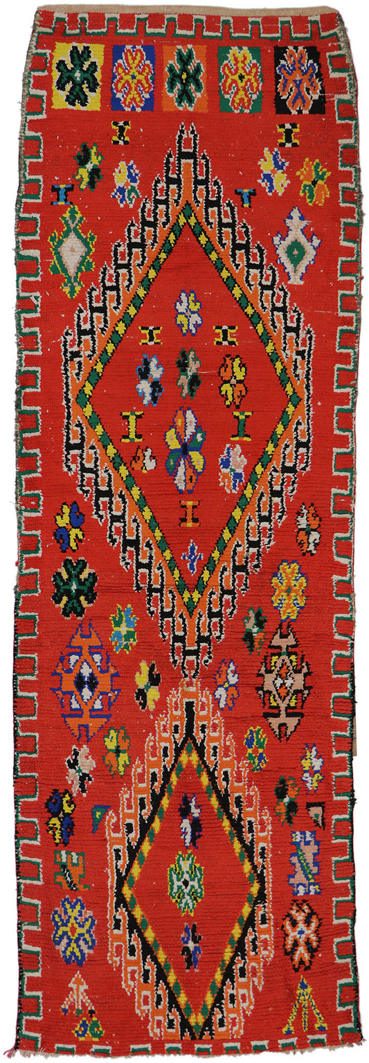 4 x 11 Vintage Moroccan Boucherouite Rug 21674