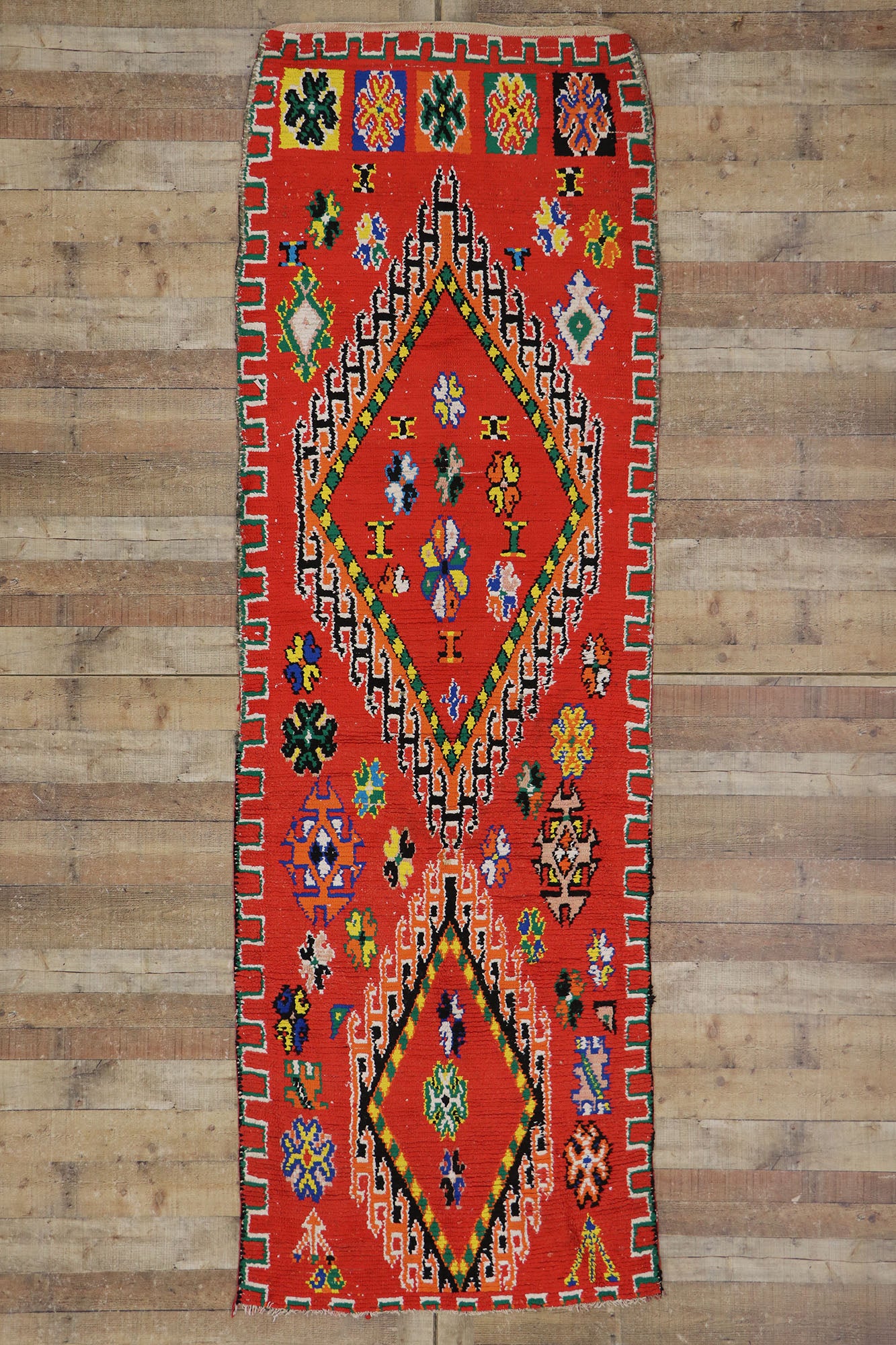 4 x 11 Vintage Moroccan Boucherouite Rug 21674