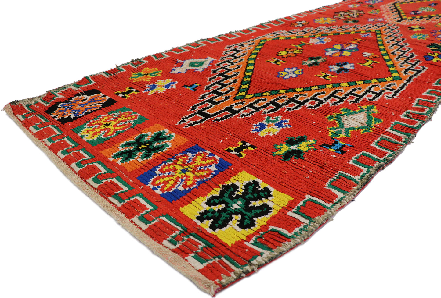 4 x 11 Vintage Moroccan Boucherouite Rug 21674
