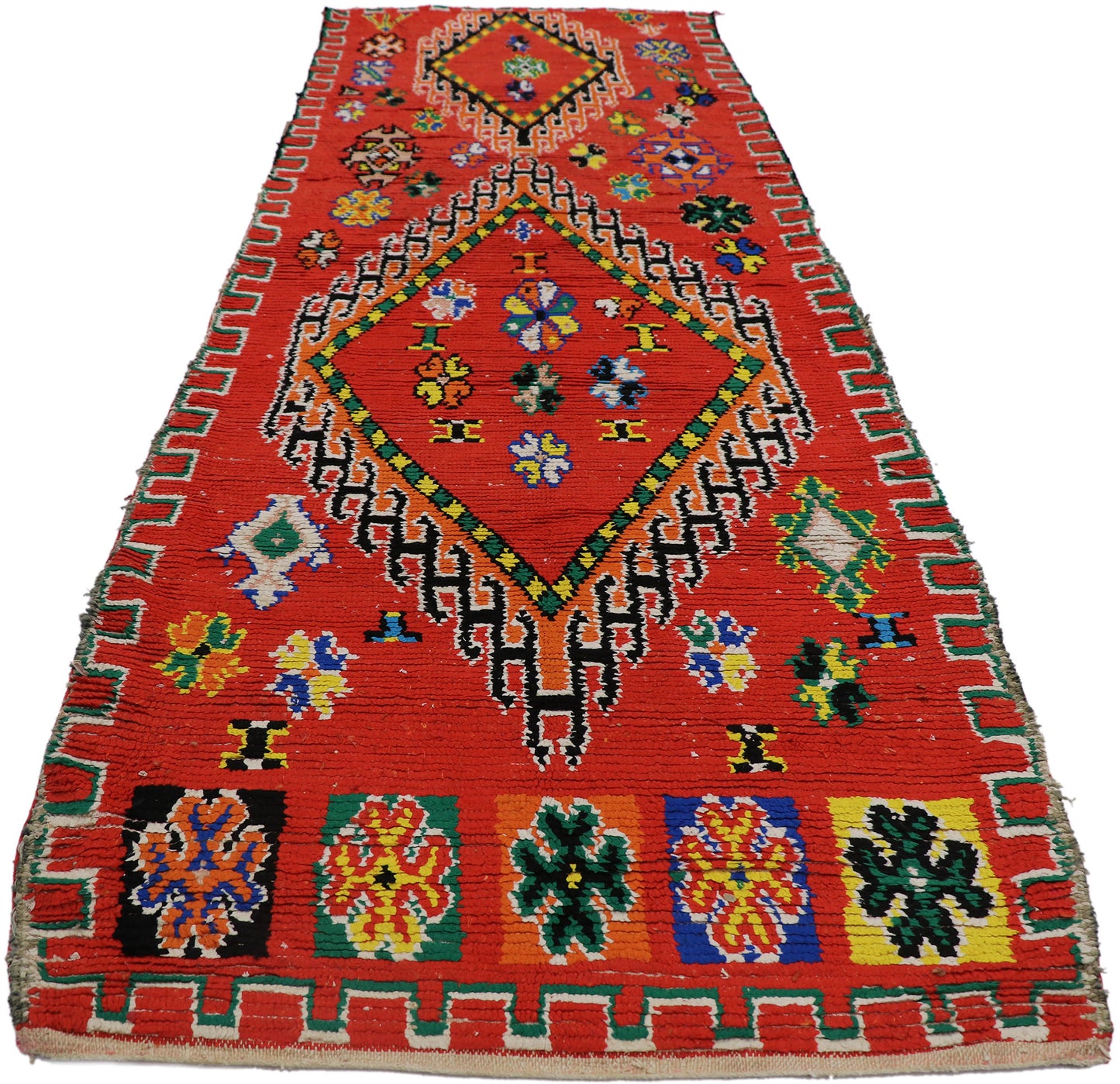4 x 11 Vintage Moroccan Boucherouite Rug 21674