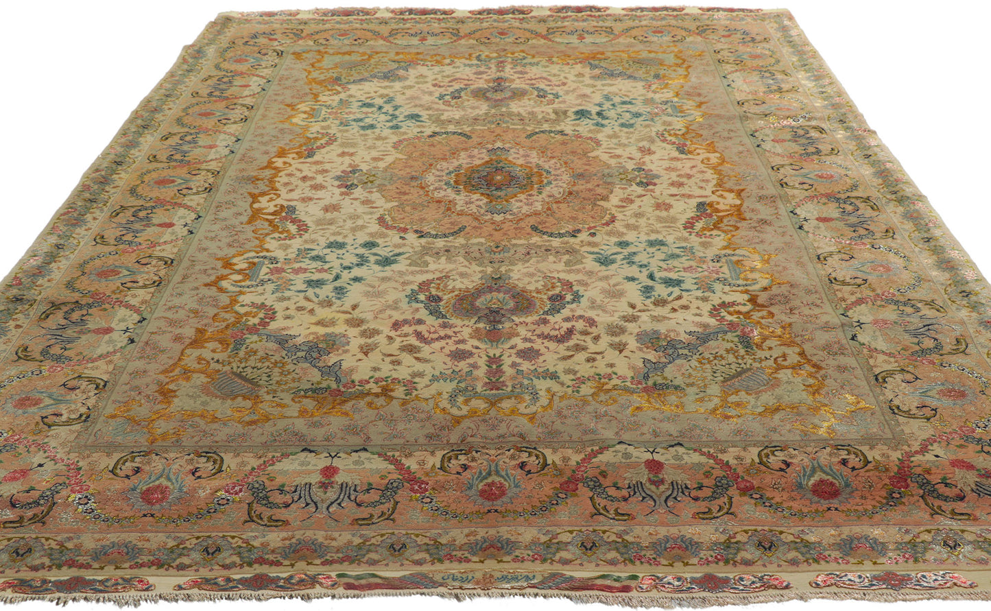 6 x 10 Vintage Persian Shirfar Tabriz Rug 21676