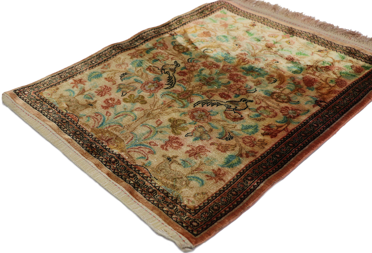 2 x 3 Vintage Persian Silk Qum Rug 21677