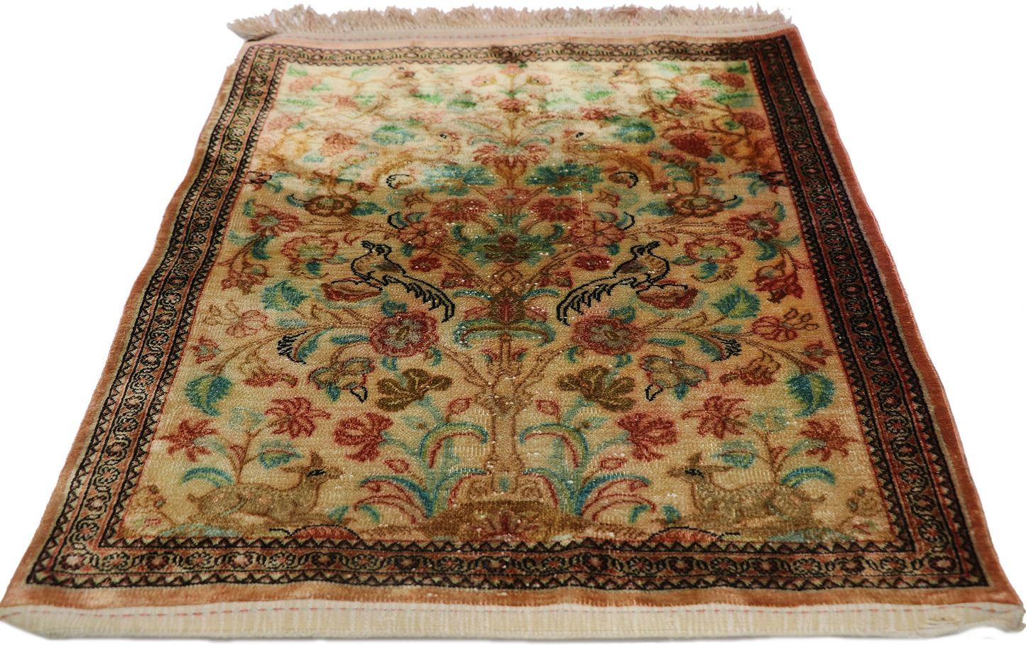 2 x 3 Vintage Persian Silk Qum Rug 21677