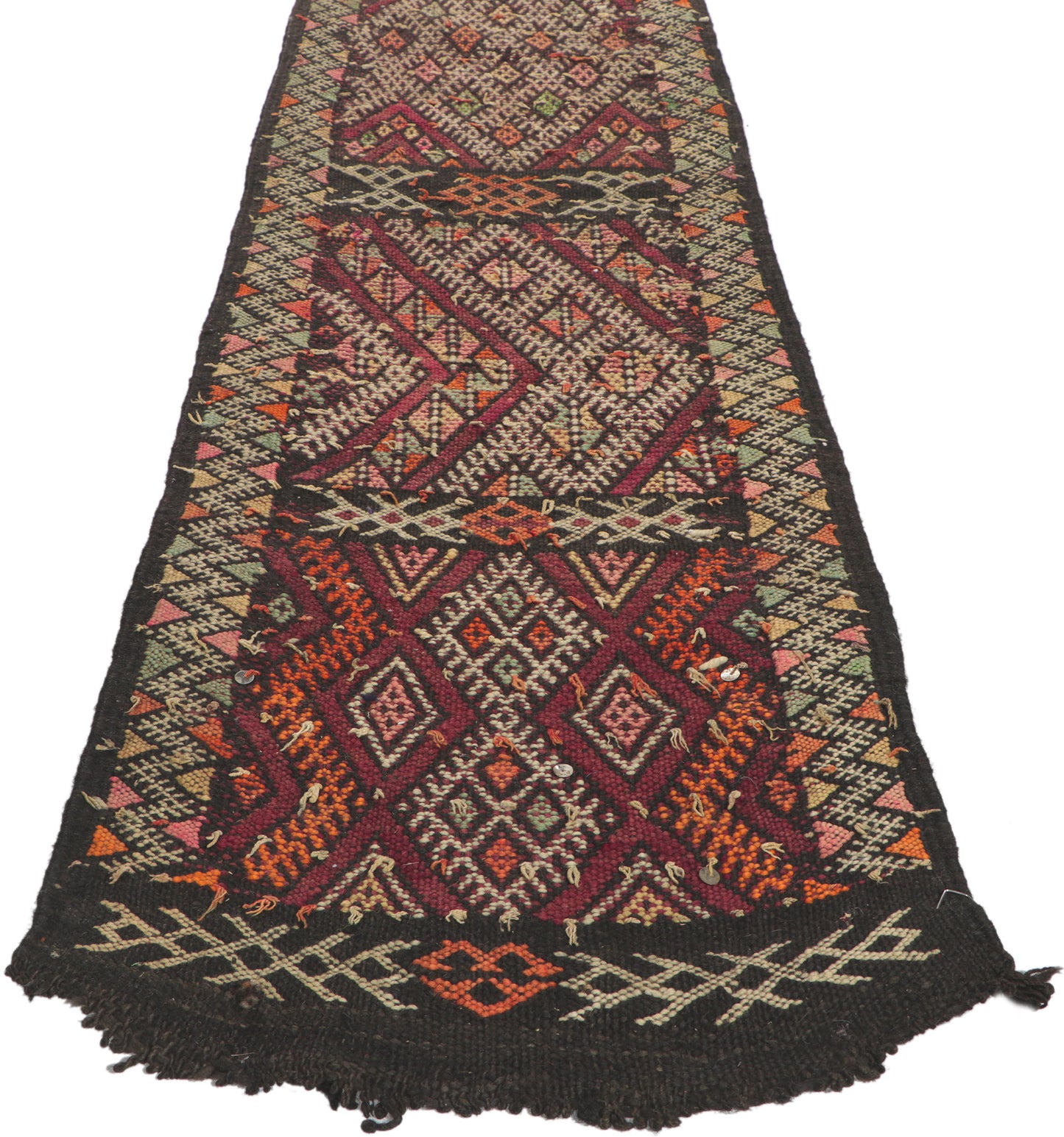 2 x 16 Vintage Zemmour Moroccan Kilim Runner 21715