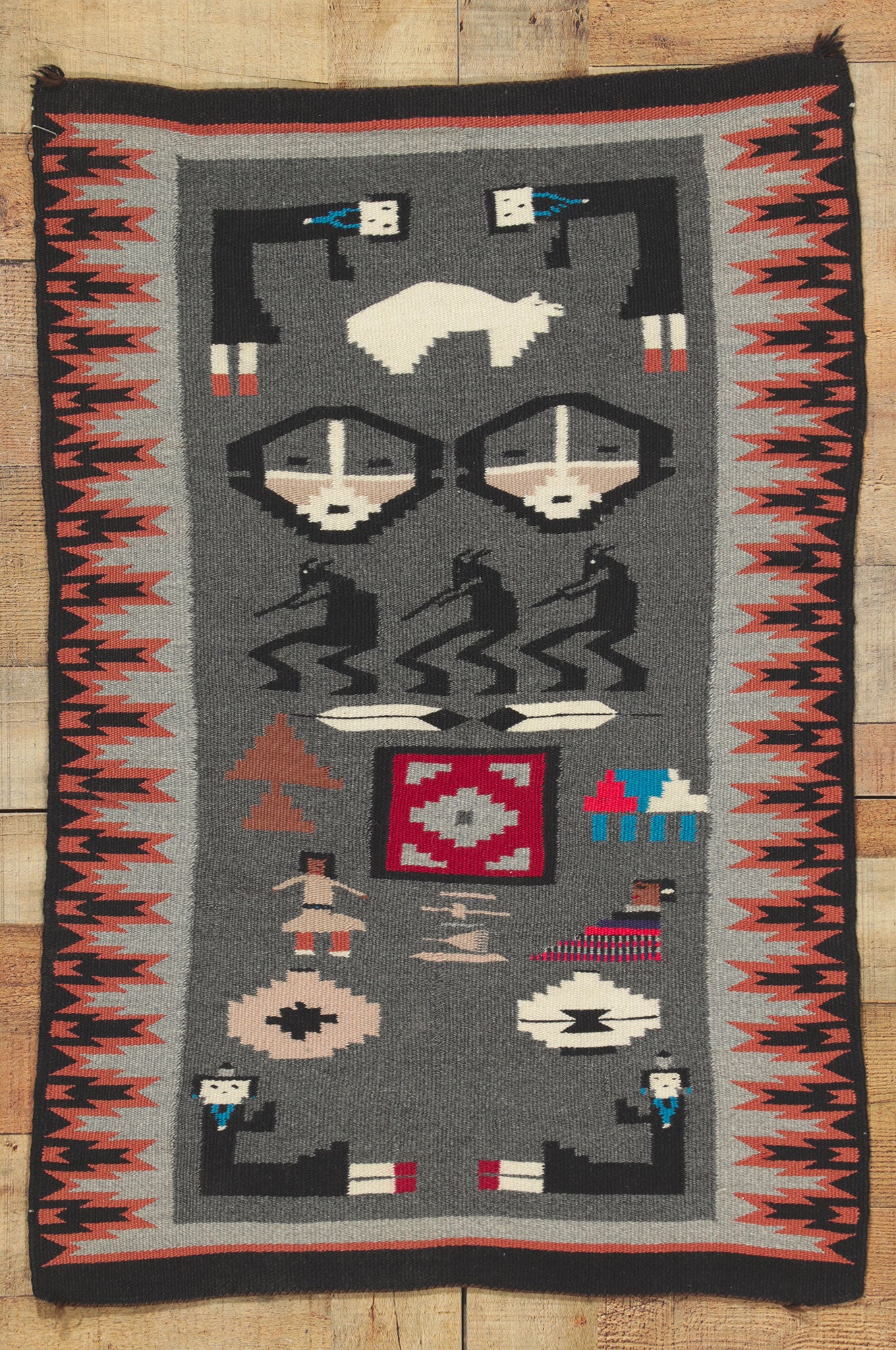 2 x 3 Vintage Navajo Pictorial Rug 78425