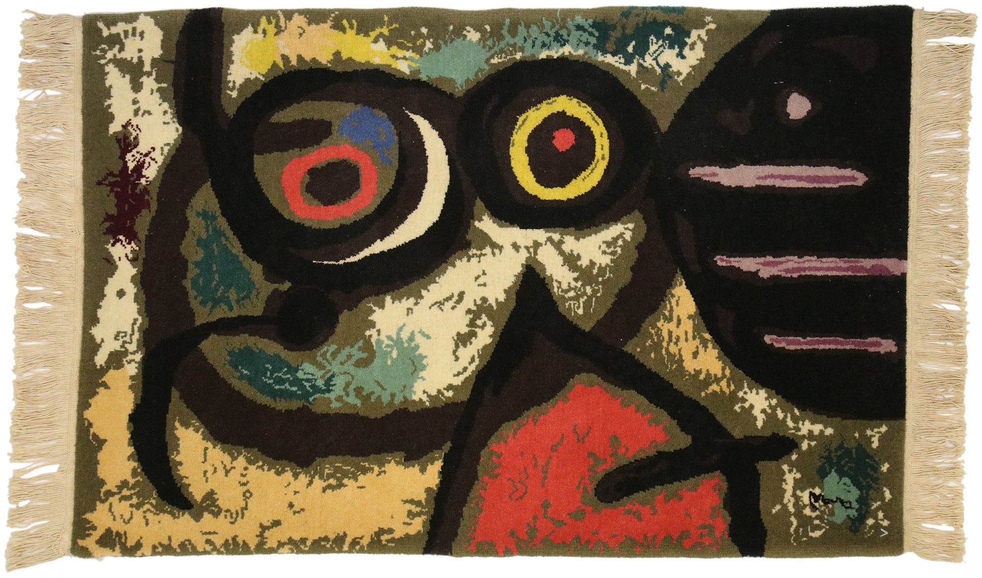 2 x 3 Vintage Joan Miro Tapestry Pictorial Rug 77099